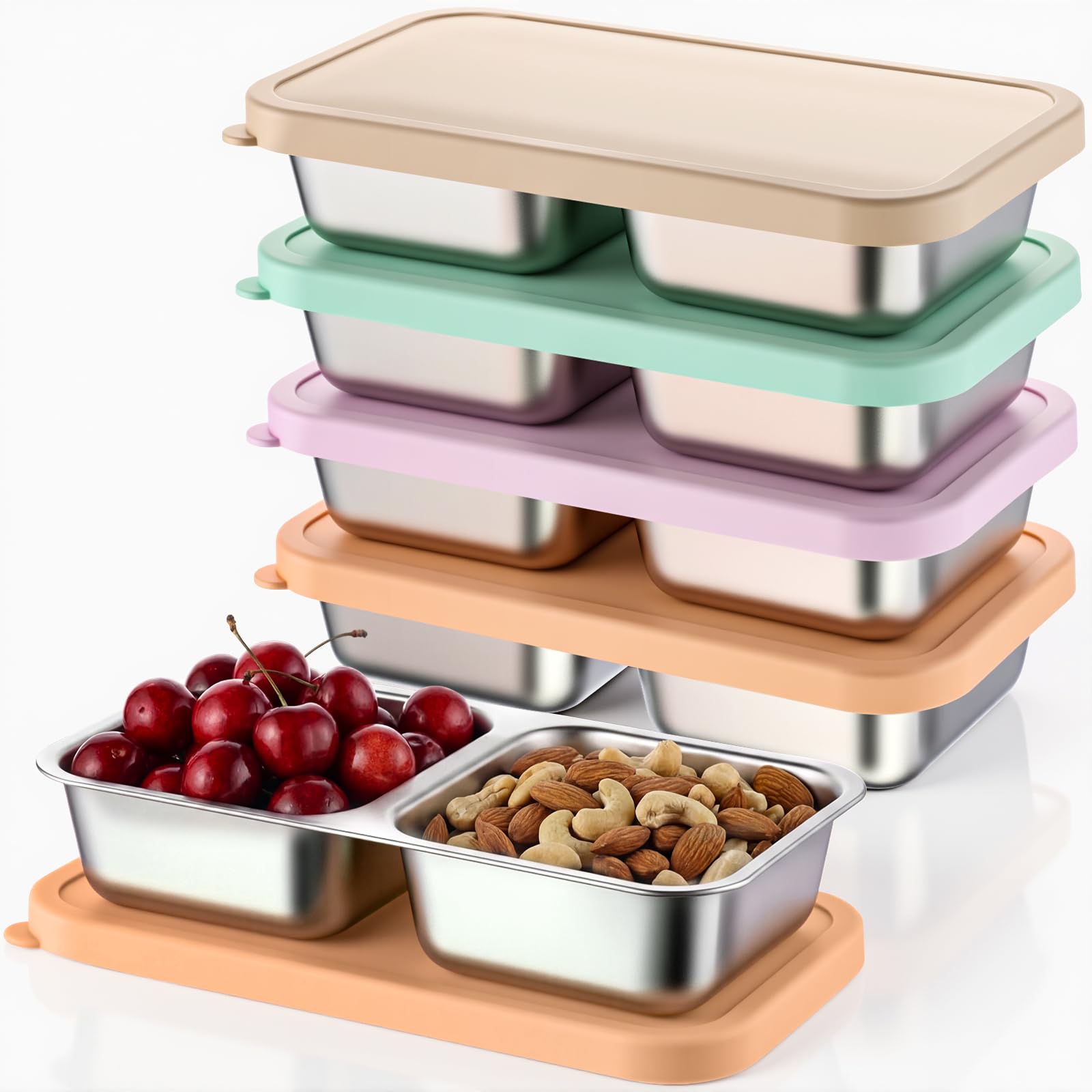 Photo 1 of FoldTier 4 Pack Stainless Steel Snack Containers - Morandi