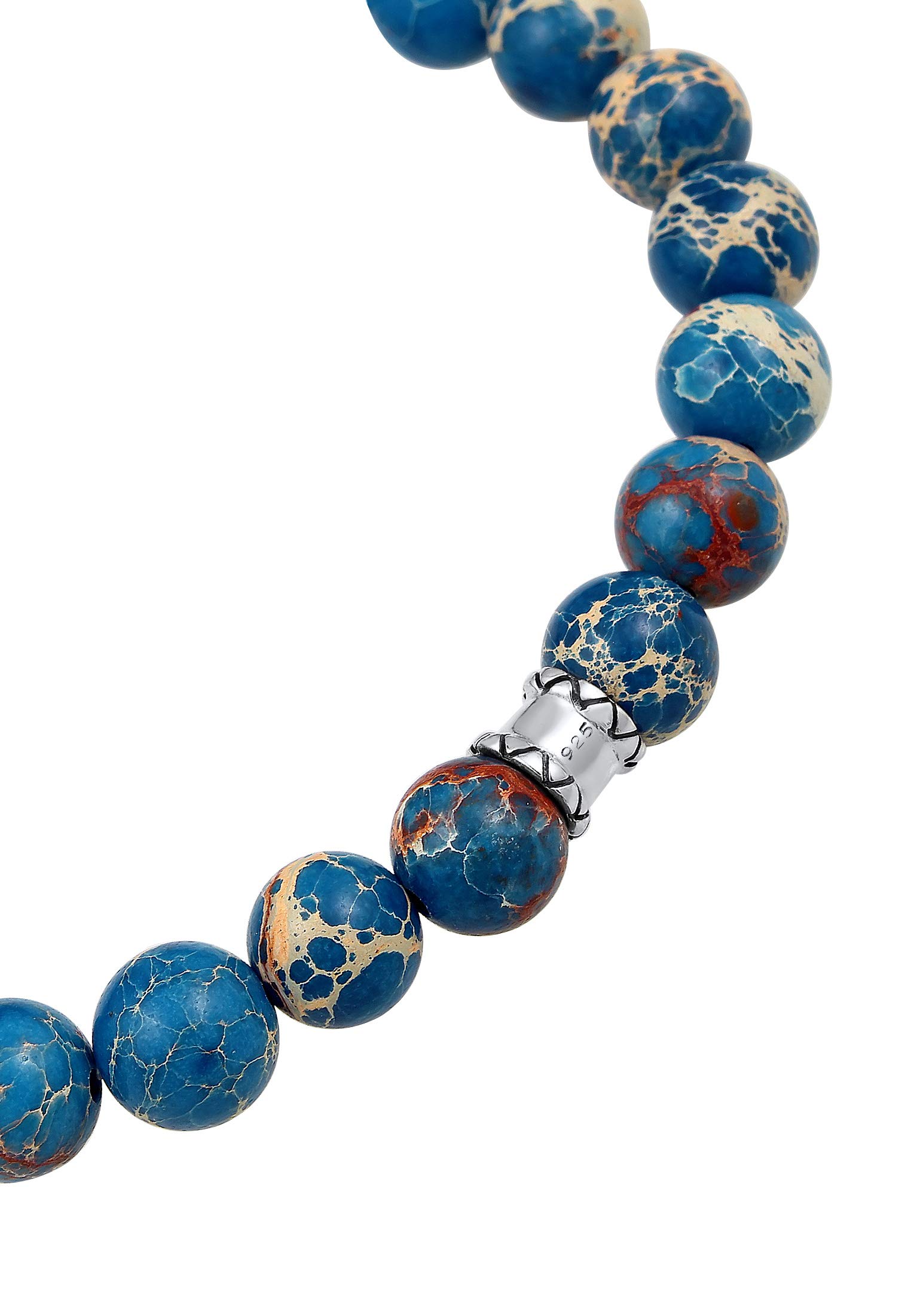 Kuzzoi Herren Armband mit blauem Achat Edelstein Perlen und Totenkopf | Anhänger Yogaarmband Energiearmband Länge 19 23cm elastisch