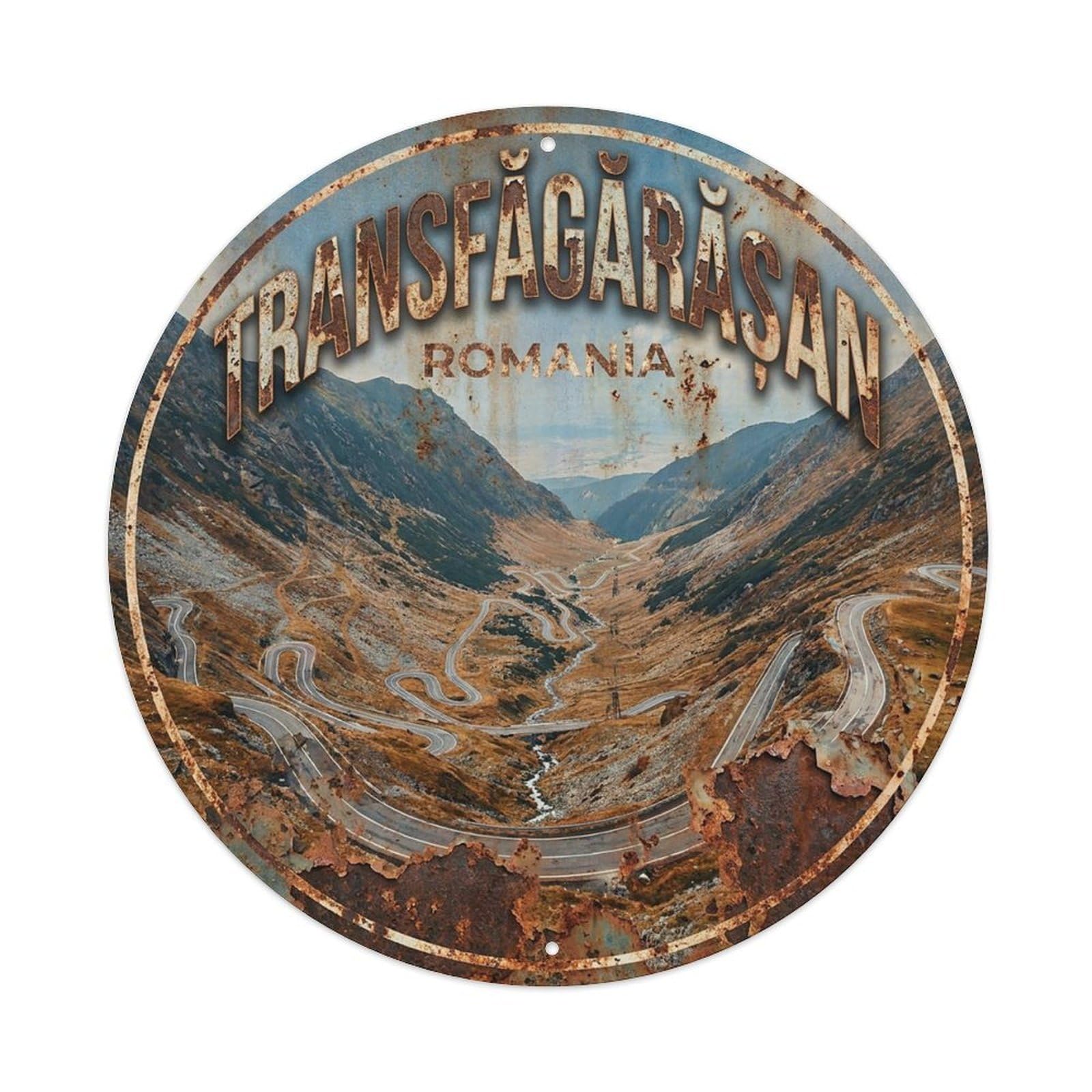 Yrnq 8X8inch Vintage Style Romania Retro Travel Transfagarasan Metal Tin Sign