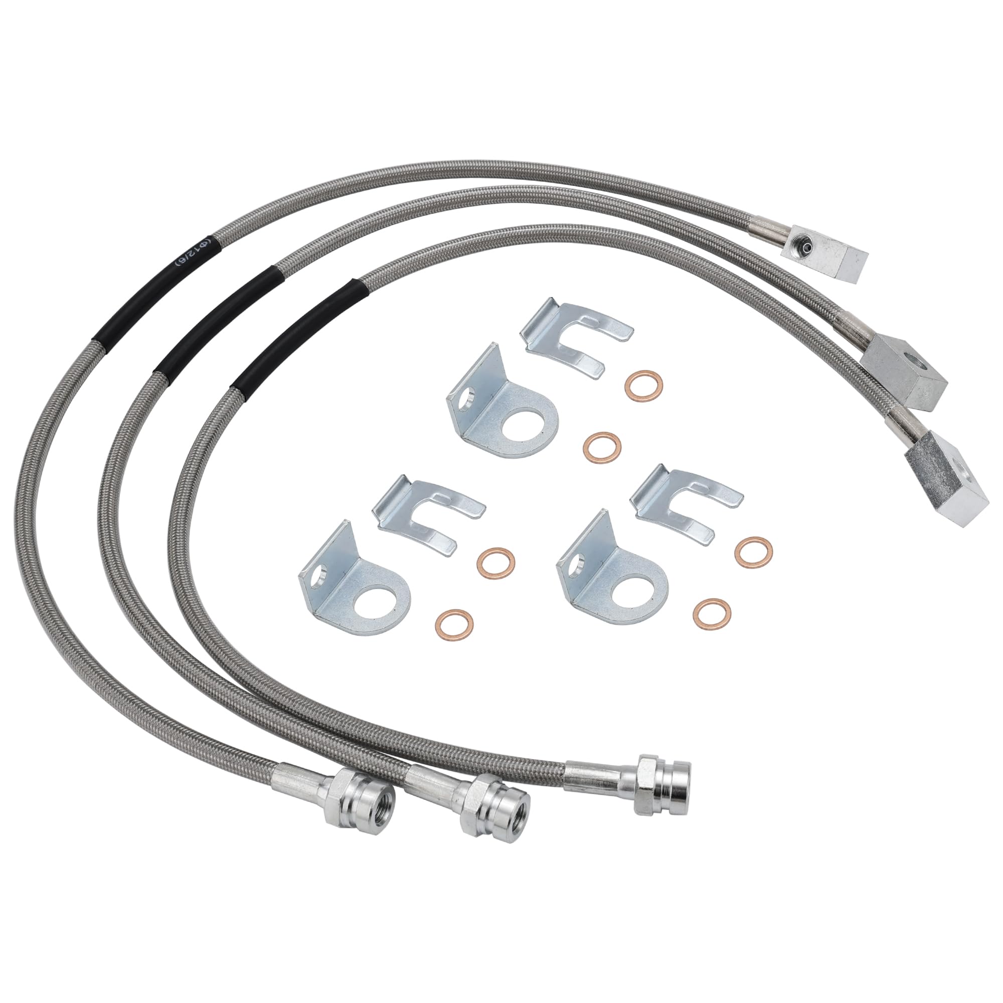 89715 Brake Lines Front and Rear Extended Stainless Compatible with Jeep Wrangler TJ YJ XJ 1987-2006, Fit for Cherokee XJ 2WD 4WD 1984-2001, 4-6" Lift