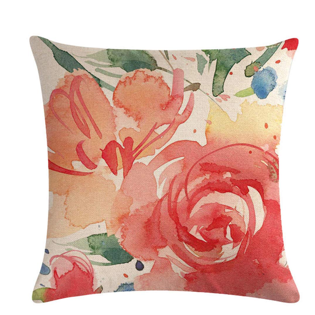 JOOFFF Throw Pillow Case Pastoral Style Flower Floral Pattern Decorative Square Waist Cushion Cover for Home Office Sofa Bedroom Bed Car Decor,6#