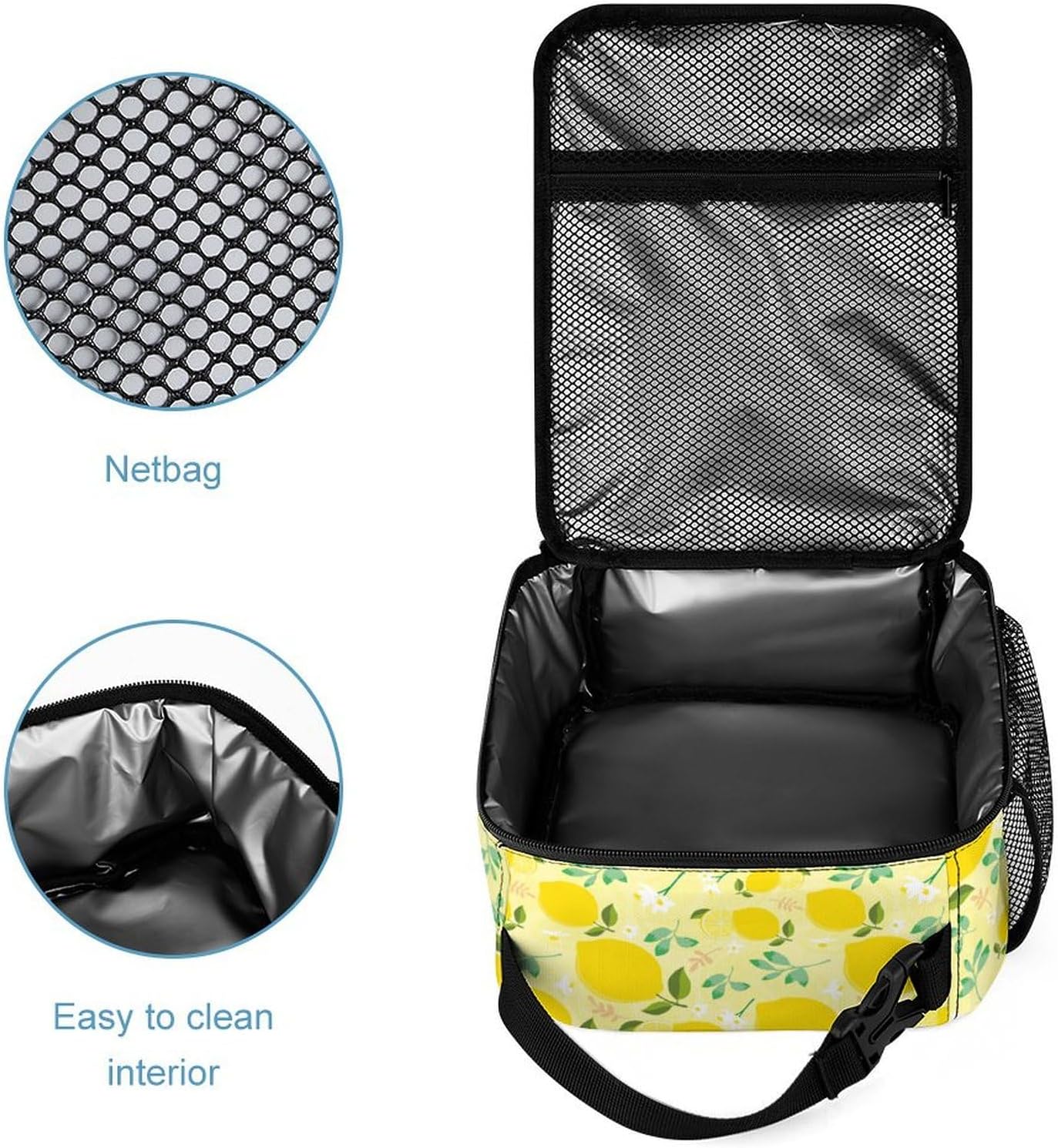 Colorful Multi Pocket Backpack Set School Bookbag with Lunch Bag Lightweight Pencil Case Pouch Bag (Lemon, One Size)
