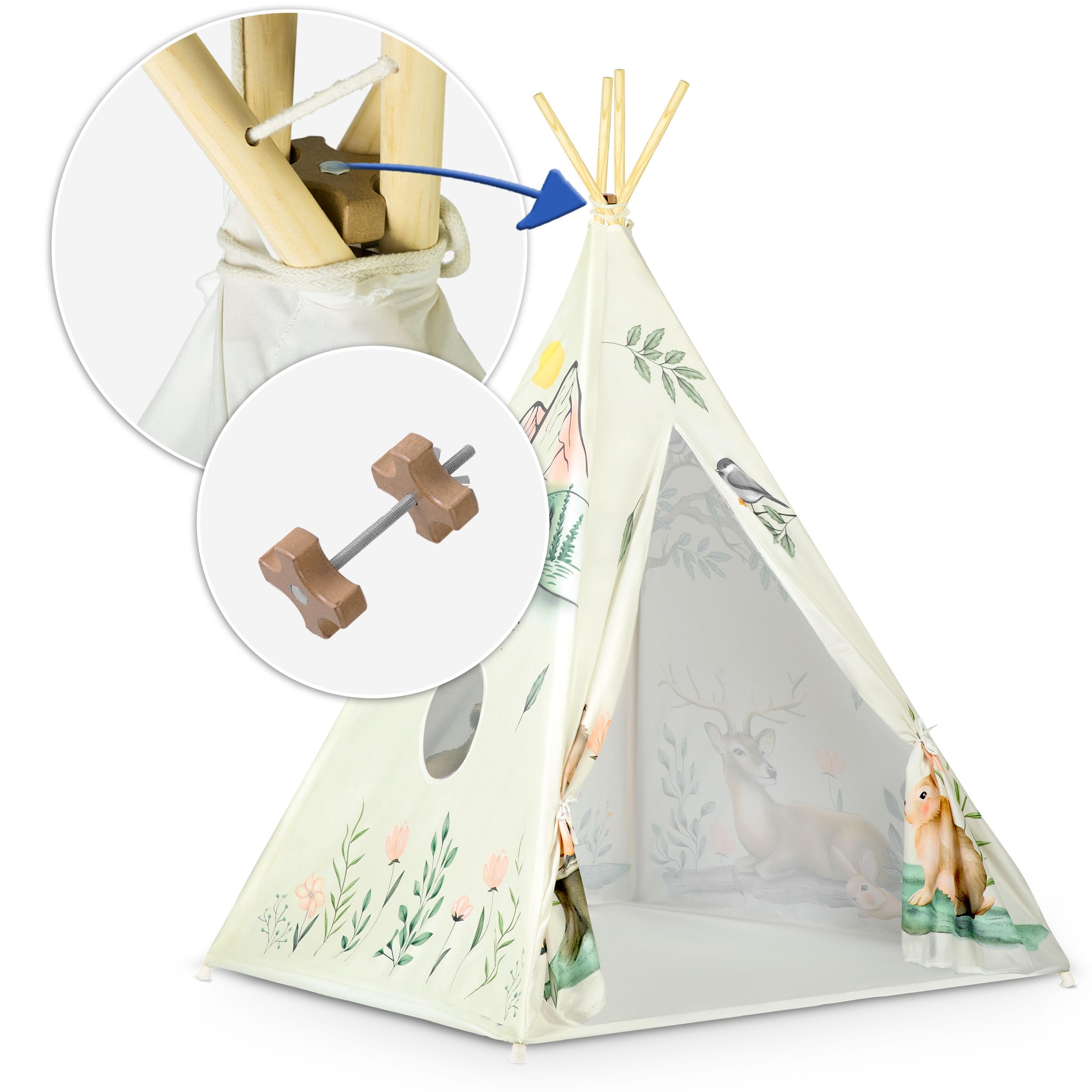 Nukido Tipi Infantil Tienda India para Niños Interior Exterior Habitación Infantil Beige