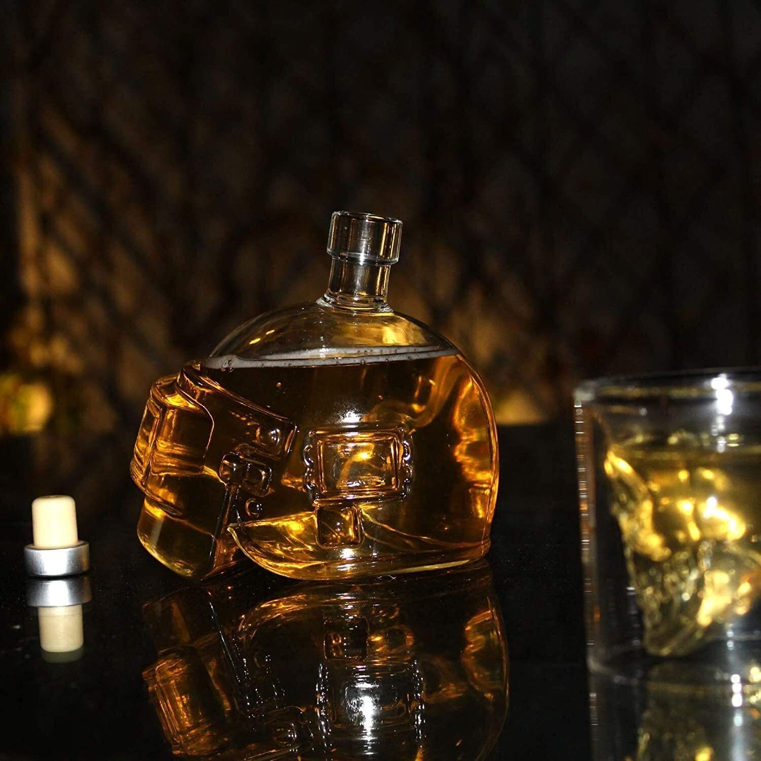 Casco Decantador de whisky cristal Dispensador licor personalizado creativo Botella vino única for hombres Novio Papá Marido Jarra,Decantador