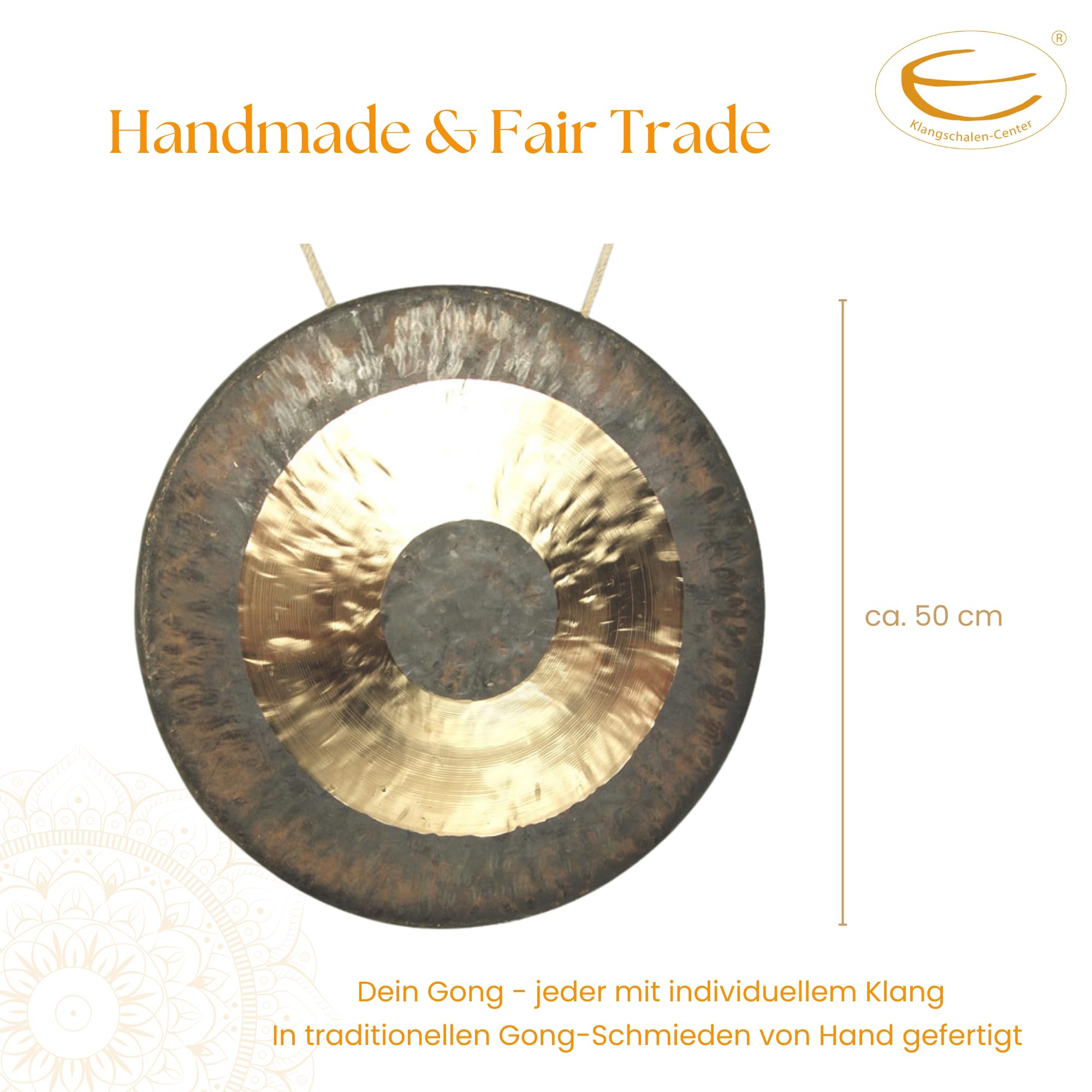 Original Tam Tam Gong/Whood Chau Gong 50 cm, toller Klang, inklusiv Holz-/Baumwollklöppel -7021-
