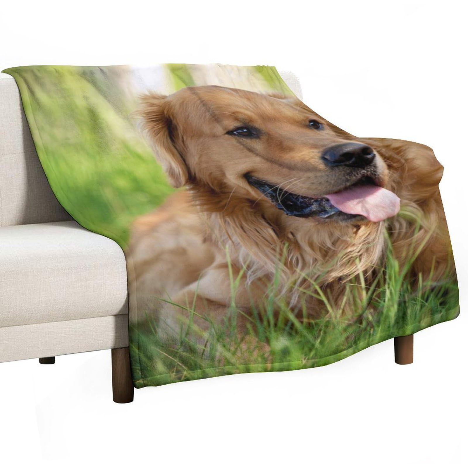 MHYRAC Flannel Blanket, Dog Golden Retriever Throw Blanket for Couch Sofa Bed Office, Soft And Comfortable Without Pilling