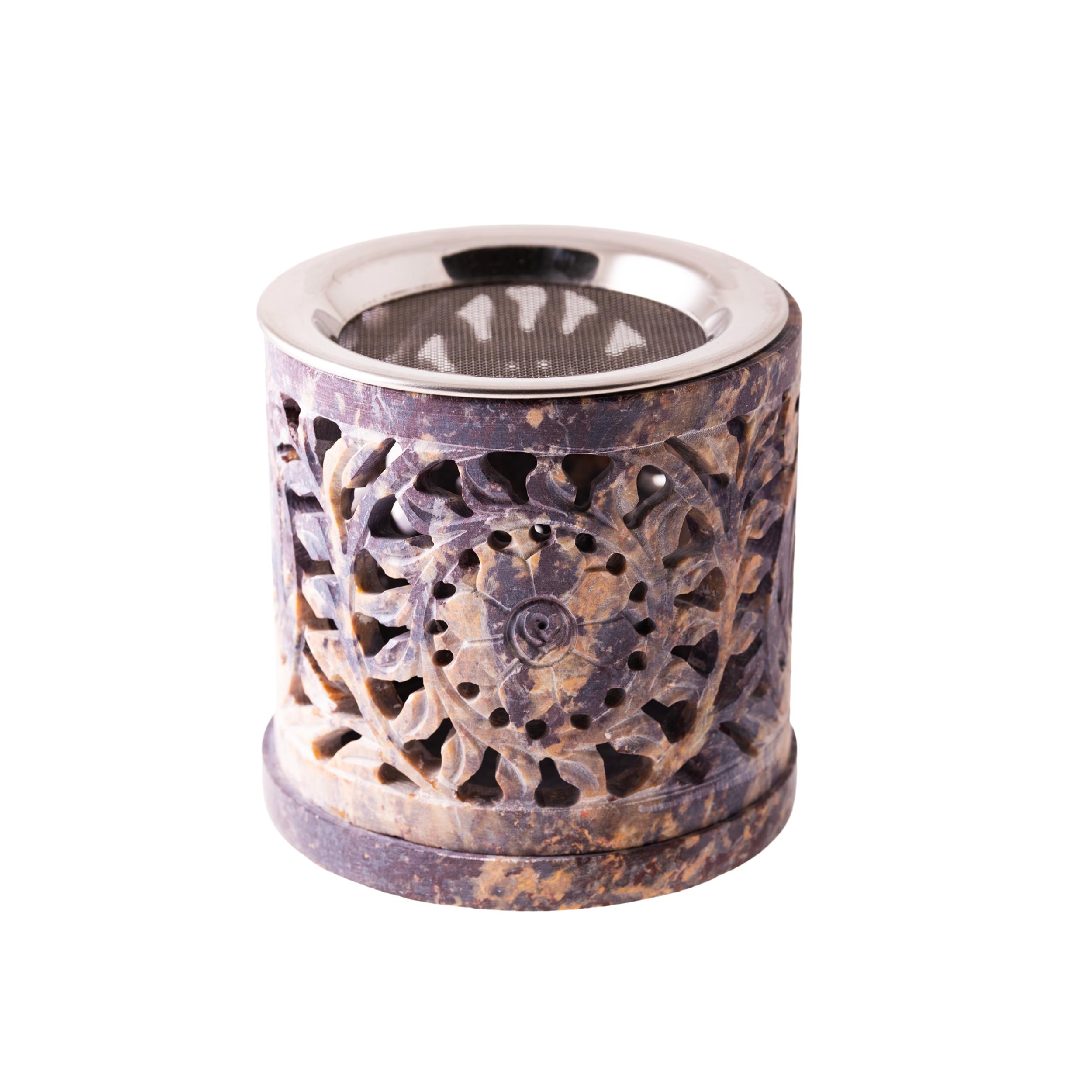 NKlaus Incense Burner Made of Soapstone 8 x 8.5 cm Incense Burner Sieve Burner Craftsmanship 15748