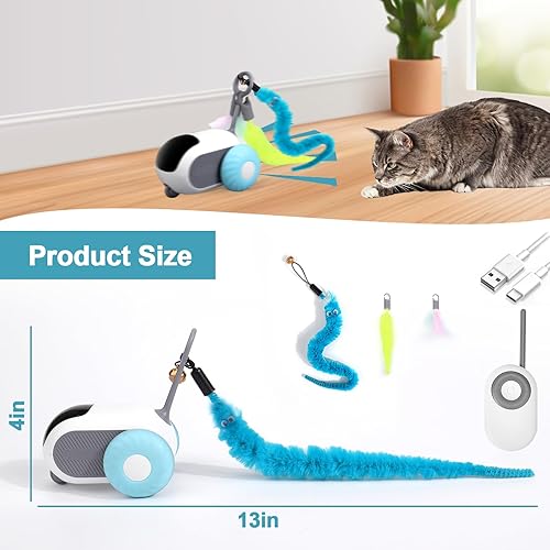 Miniatura 8 de BABORUI Juguete interactivo mejorado para gatos 3.0 con control remoto de 2 velocidades, juguetes automáticos para gatos de interior