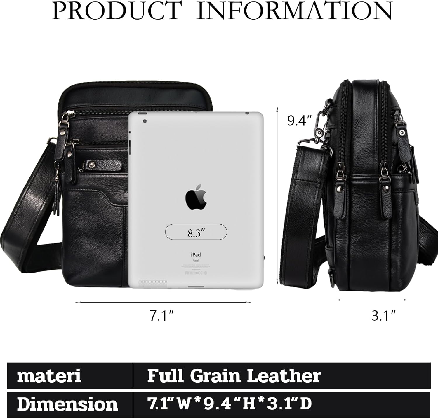 Leather Messenger Bag for Men, Small Leather Sling Shoulder Bag Messenger Pack for Men, Man Purse - Image 2