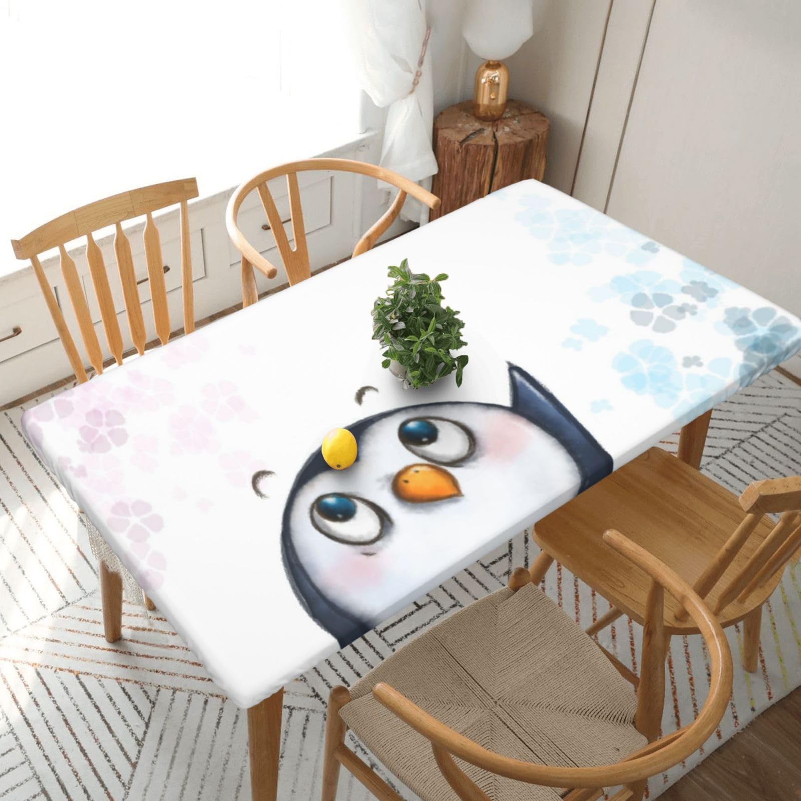 BNVSADC I Love Penguins Printed 5FT Tablecloth Polyester Kitchen Water Resistant Table Cloth Dining Table Decoration Table Covers, 152x76 CM