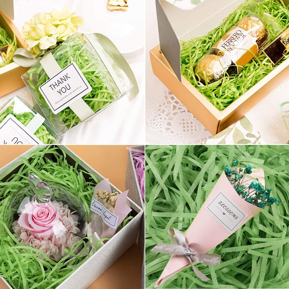 PLINJOY 0,9 Kg Di Carta Sminuzzata Verde Per Cesti Regalo E Pasquali - Riempitivo Ecologico E Morbido Per Confezioni Regalo