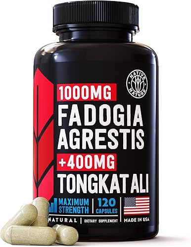 Fadogia Agrestis y Tongkat Ali Suplemento de 1400 mg con extracto de Tongkat Ali 2001 para hombres (longjack) Apoya el crecimiento muscular, el