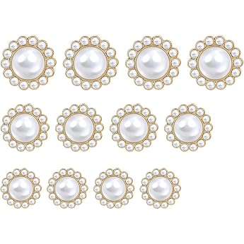 Bewudy Pack of 12 Hemisphere Pearl Buttons Vintage Artificial Pearl Buttons for Sewing Round Buttons in 3 Sizes Shirt Buttons for Clothing Jeans Clothing Cardigans DIY Decoration 18/21/25 mm