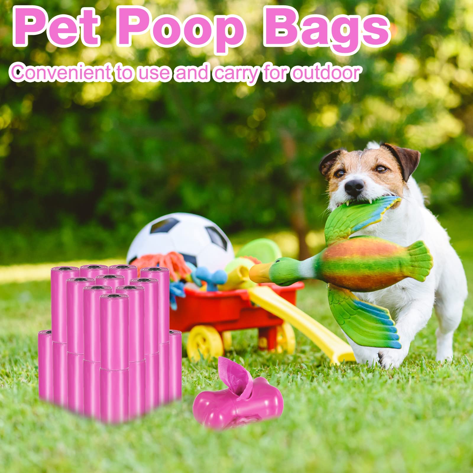 Sacchetti per cani da 3000 pezzi, per cani e cani, con 3 sacchetti per cacca, per cani e cani, per la casa, all'aperto, cuccioli, passeggiate e viaggi, 30 x 20 cm (rosa caldo)
