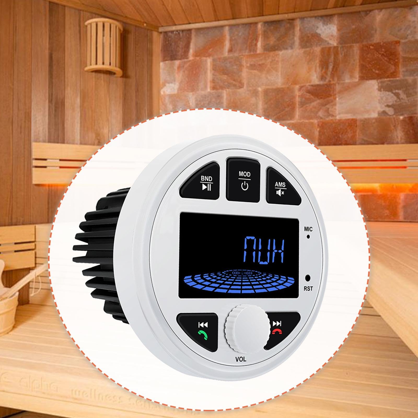 Marine Stereo Empfänger mit Bluetooth & USB: Wasserdichter Boots-Radio, Rundempfänger mit Fernbedienung für professionelle Marine-Audio- Weiß