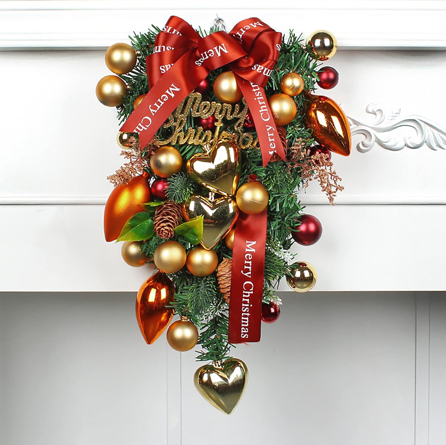 Artificial Christmas Teardrop Swags Xmas Staircase
