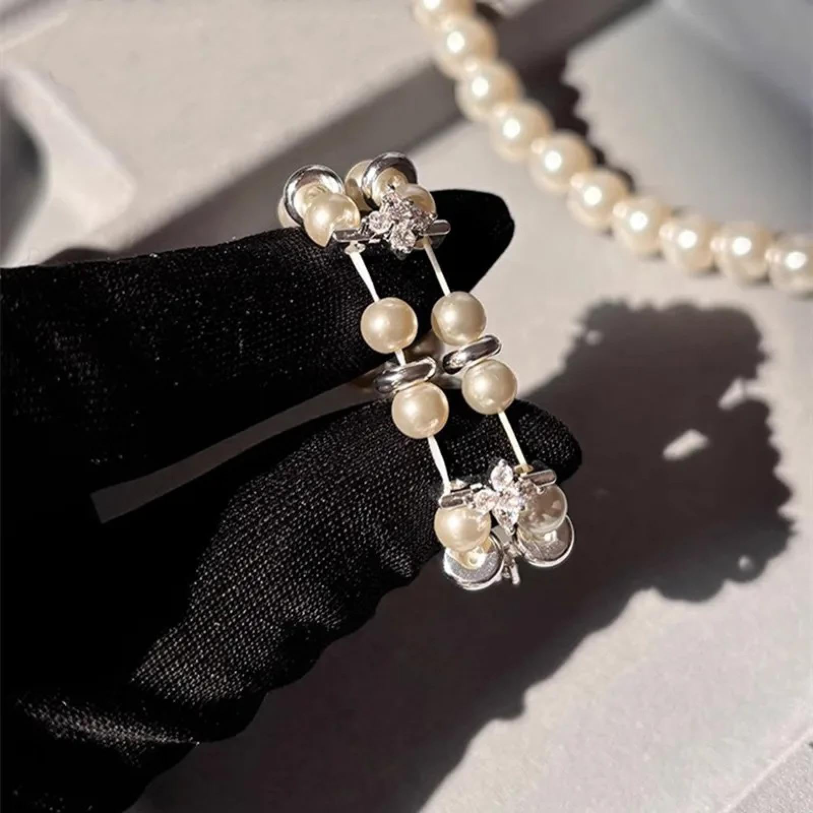 Ring Ringe Damen Bijouterie Herren Vintage Doppellagiger Perlenring Für Damenmode Nischendesign Exquisite Elastizität Verstellbares Schmuckzubehör