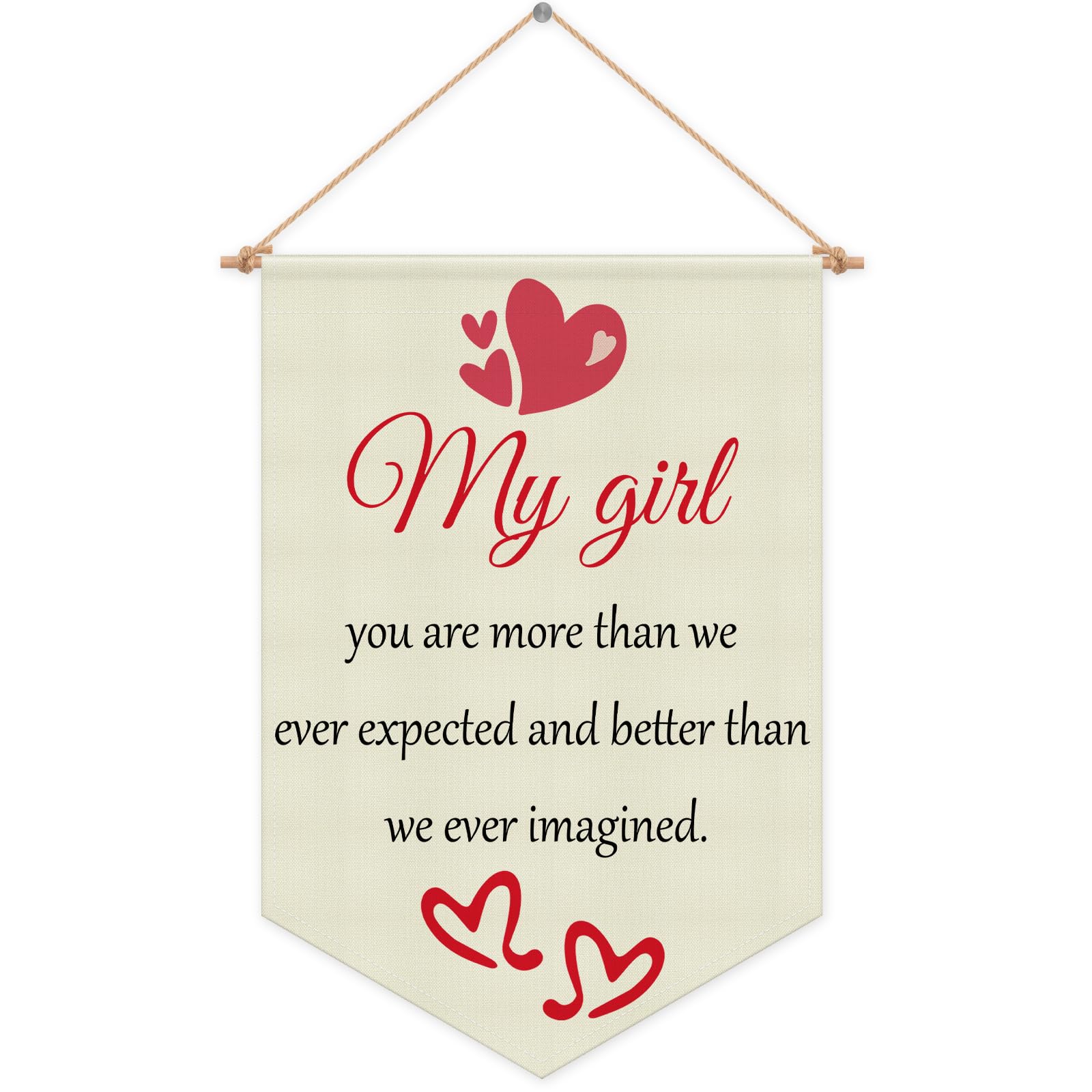 Girls Room Wall Decor Hanging Pennant Flag Banner for Girls Bedroom Wall Sign Decor Gifts Nursery New Home Playroom Bedroom Front Door Christmas Birthday Gift Cotton Linen