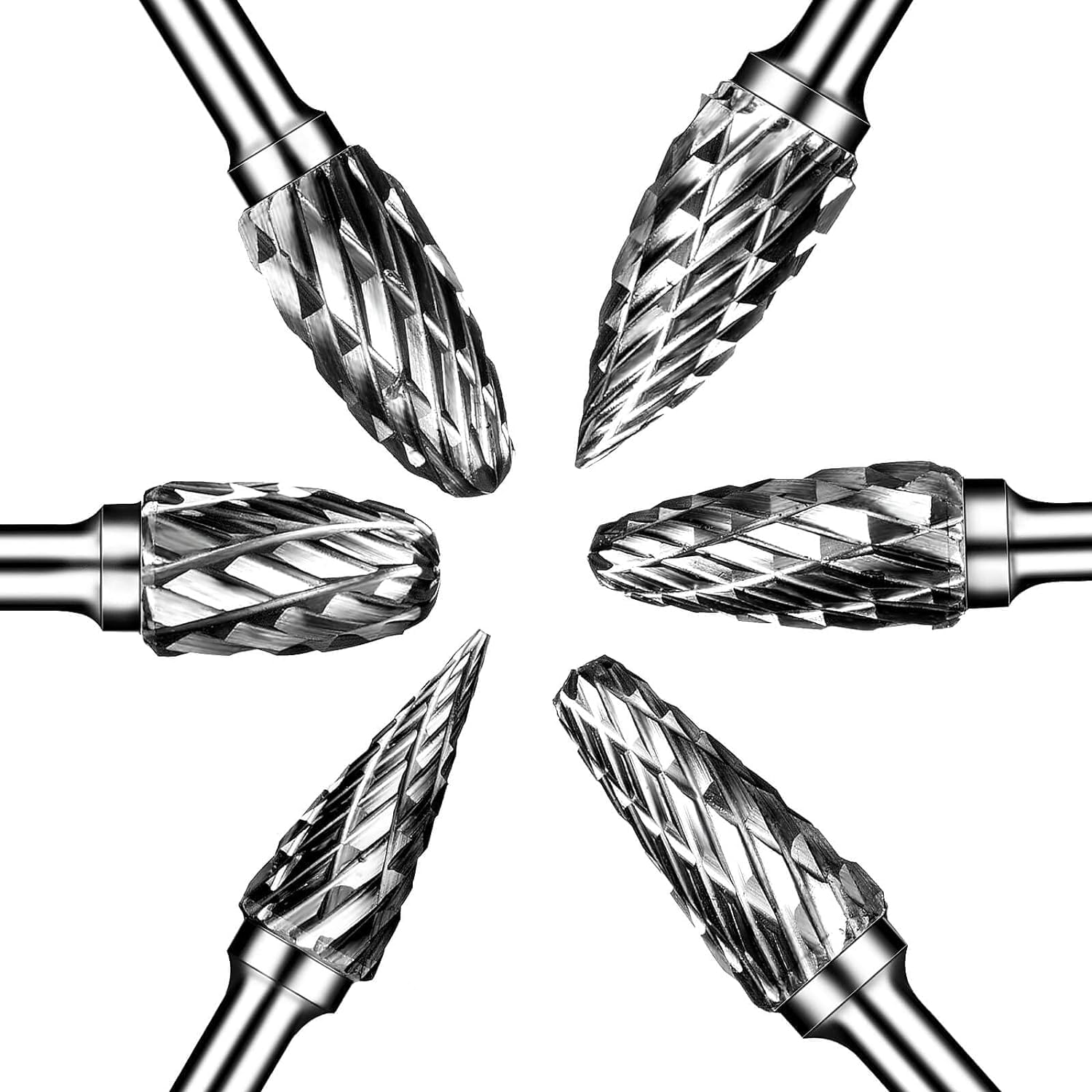 UPTODATETOOLS Carbide Burr Set, Die Grinder Bits, 20 Pcs 1/8" Shank Double Cut Tungsten Carbide Rotary Burrs Set - Image 5 thumbnail