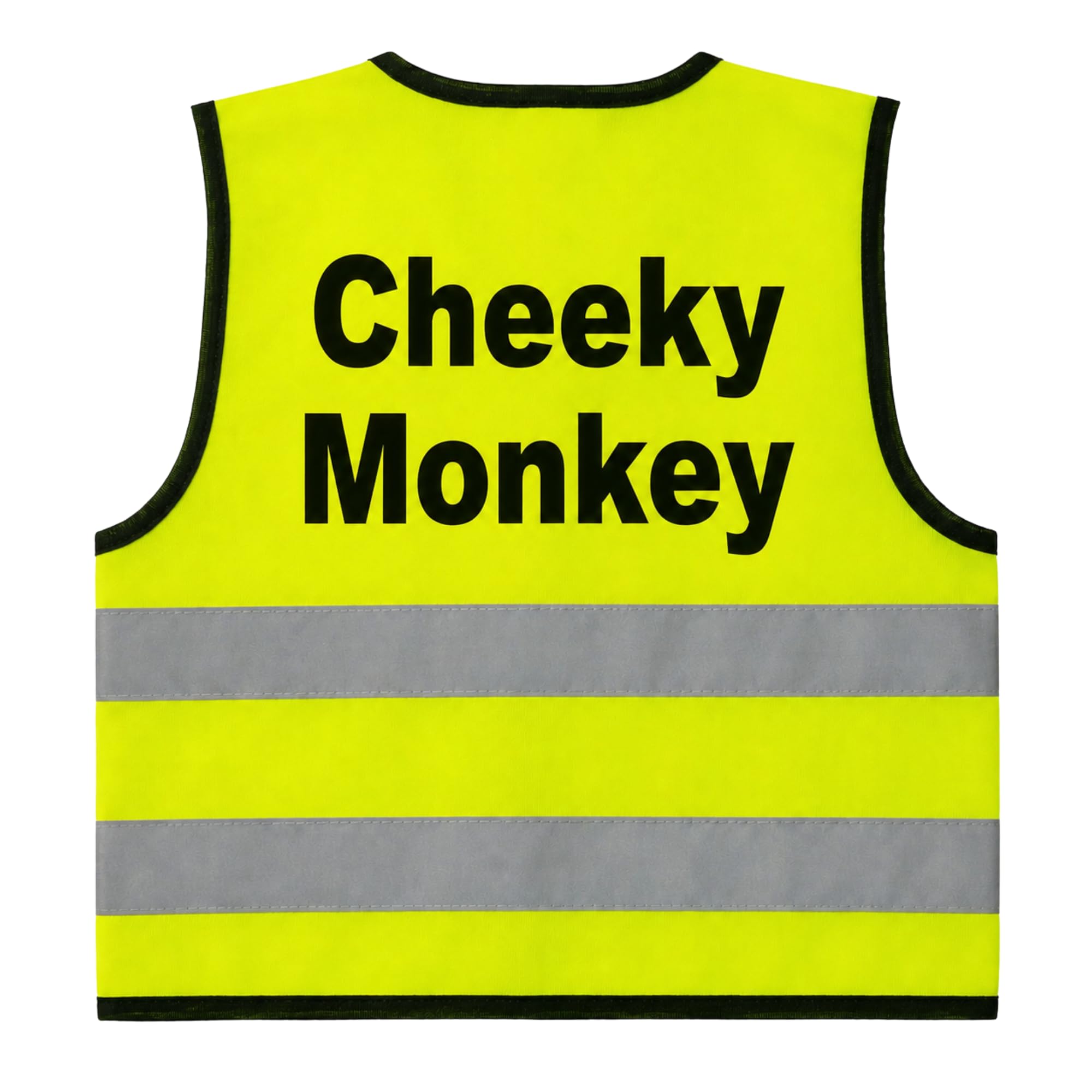 Step Ahead Kids Hi-Vis Safety Infant Vest – High Visibility Reflective Waistcoat for Children Boys & Girls Safety Vest with Back Side Custom Print (CHEEKY MONKEY, YELLOW, 2-3 Year)