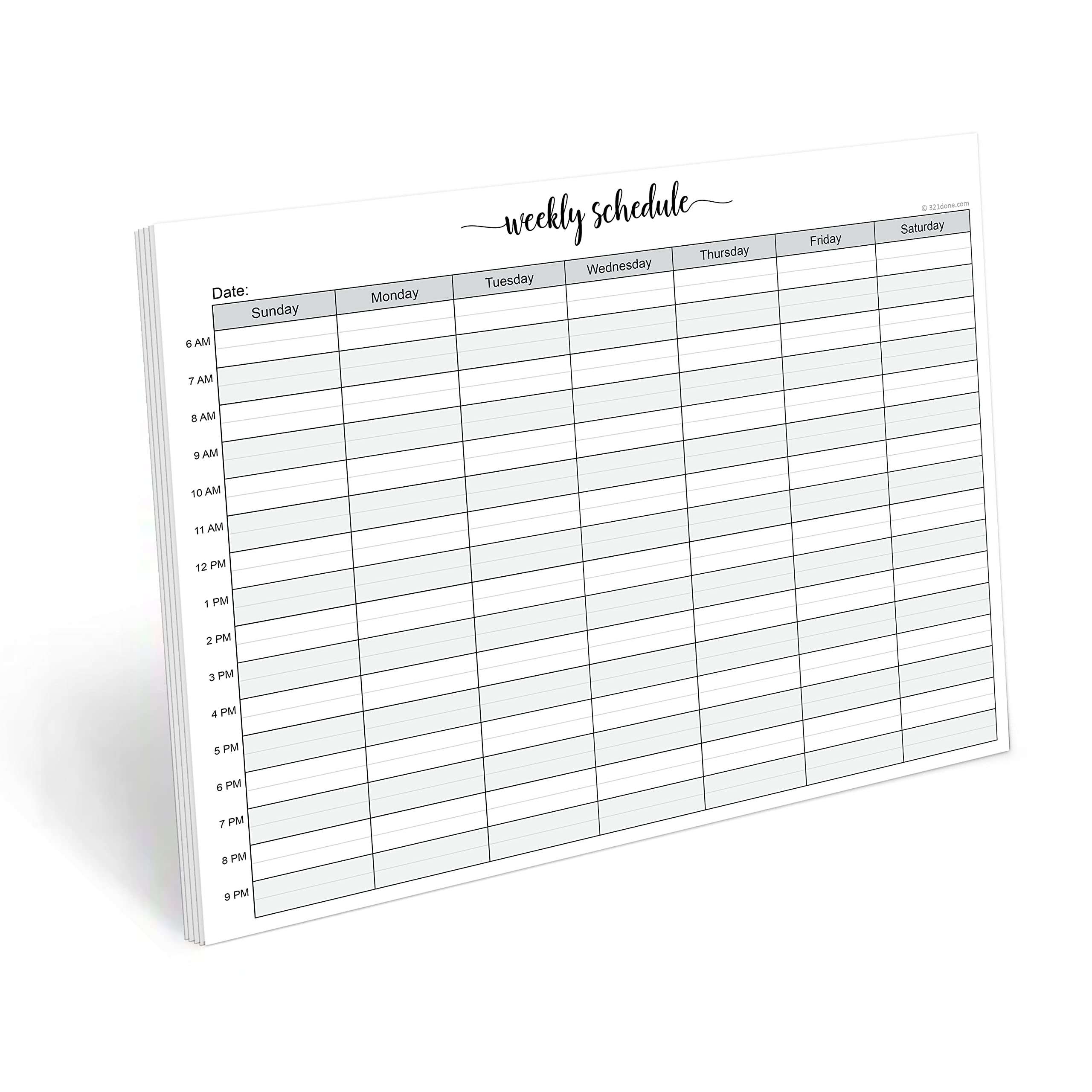 Amazon.com : 321Done Weekly Schedule Planning Notepad - 50 Sheets (8.5x11)  – Hourly Appointment Productivity Weekly Planner Tear-Off Note Pad - Cute  Simple Script Large Letter Size - Made in the USA : Office Products