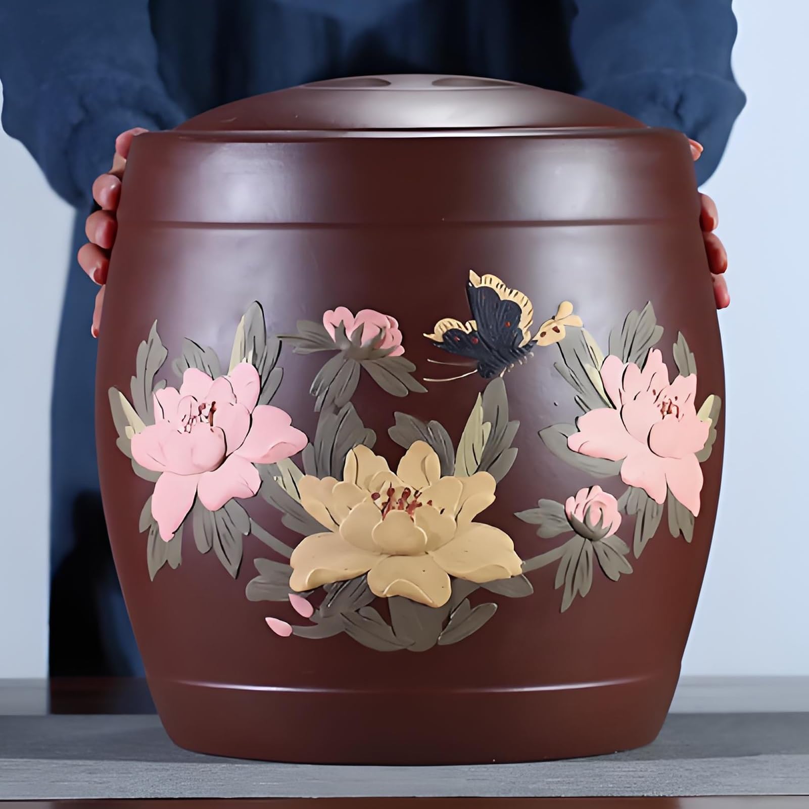 Seau à riz en céramique de Chine : jarre de stockage artisanale haut de gamme