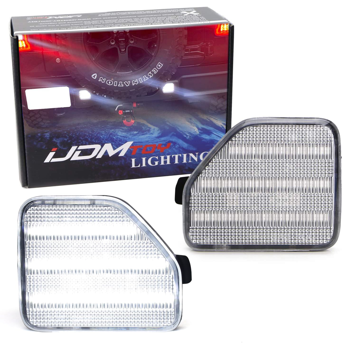 iJDMTOY Clear Lens 40-SMD White LED Rear Bumper Reflector Light Kit Compatible With Jeep 2018-up Wrangler JL Sahara Rubicon MOAB Trims ONLY, Function as Backup Reverse Light