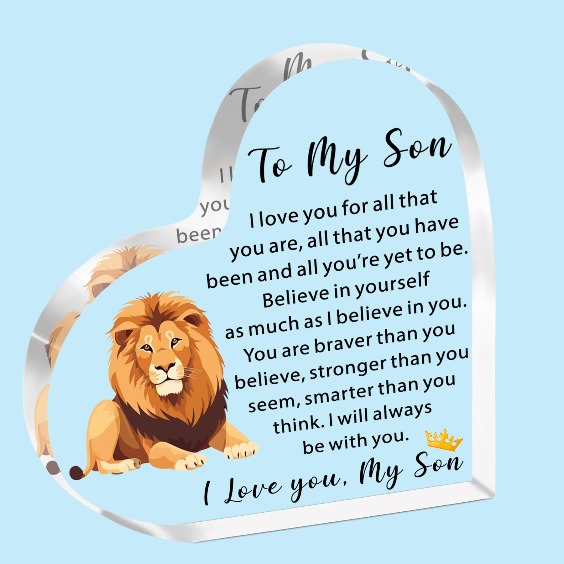 SDOFY Son Gifts Son Acrylic Plaque Gifts Teenage Boy Gifts for Son Son Gifts from Mum Birthday Christmas Graduation Confirmation Gifts for Son