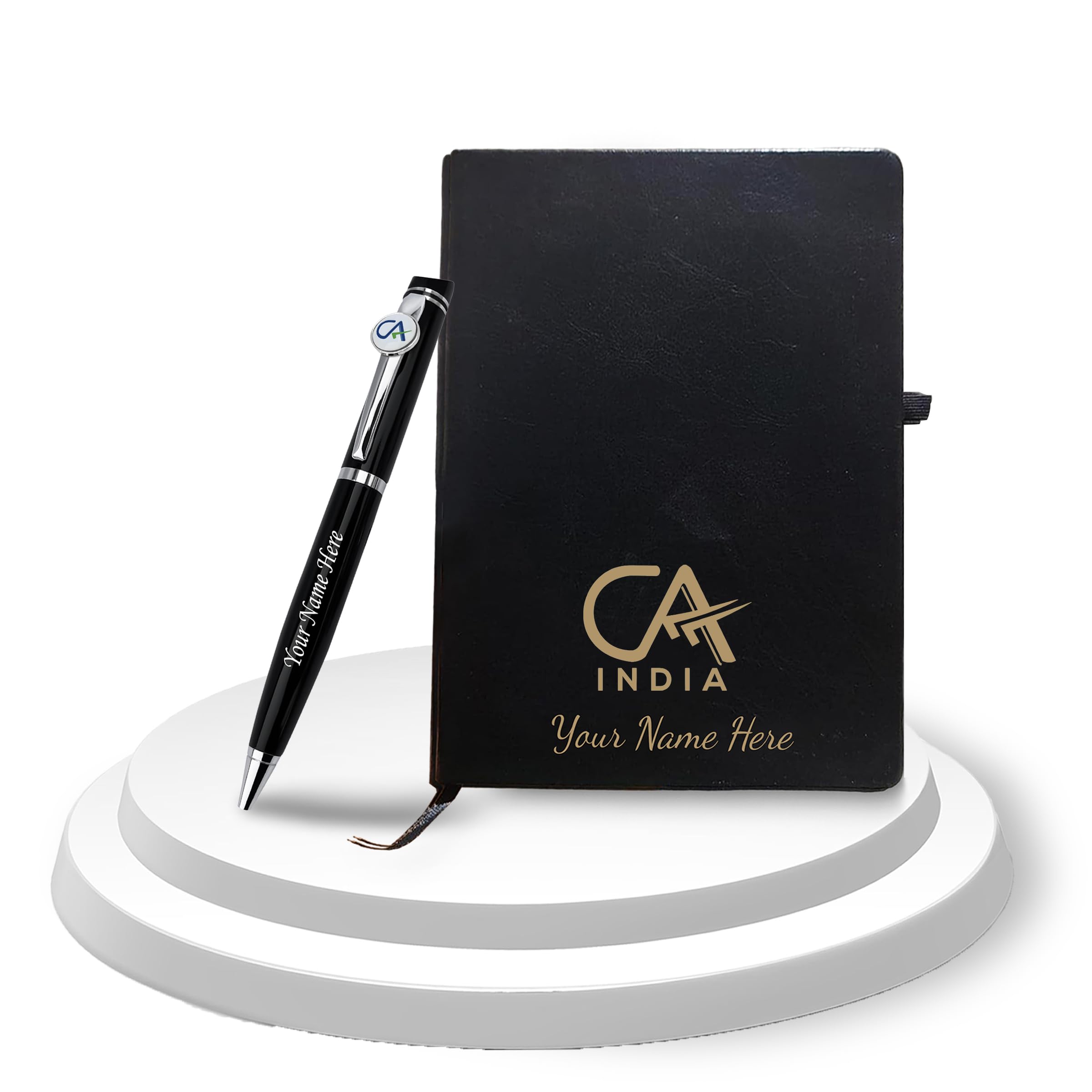 Sponsored Ad - Savri Personalized Gifts – Customized Black Non-Dated Ruled Leather Diary with Name Printed & Colored Logo Embossed | Personalised Notebook, Journal, Organizer & Notepad New year(192 Pages) (Black CA)