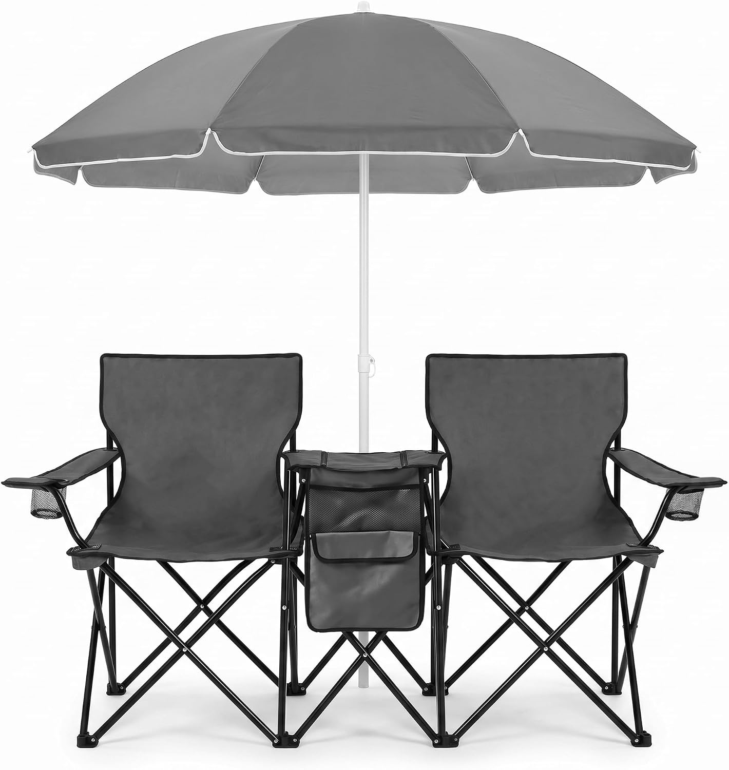 Folding Double Camping Chair with Umbrella Portable Picnic Chair