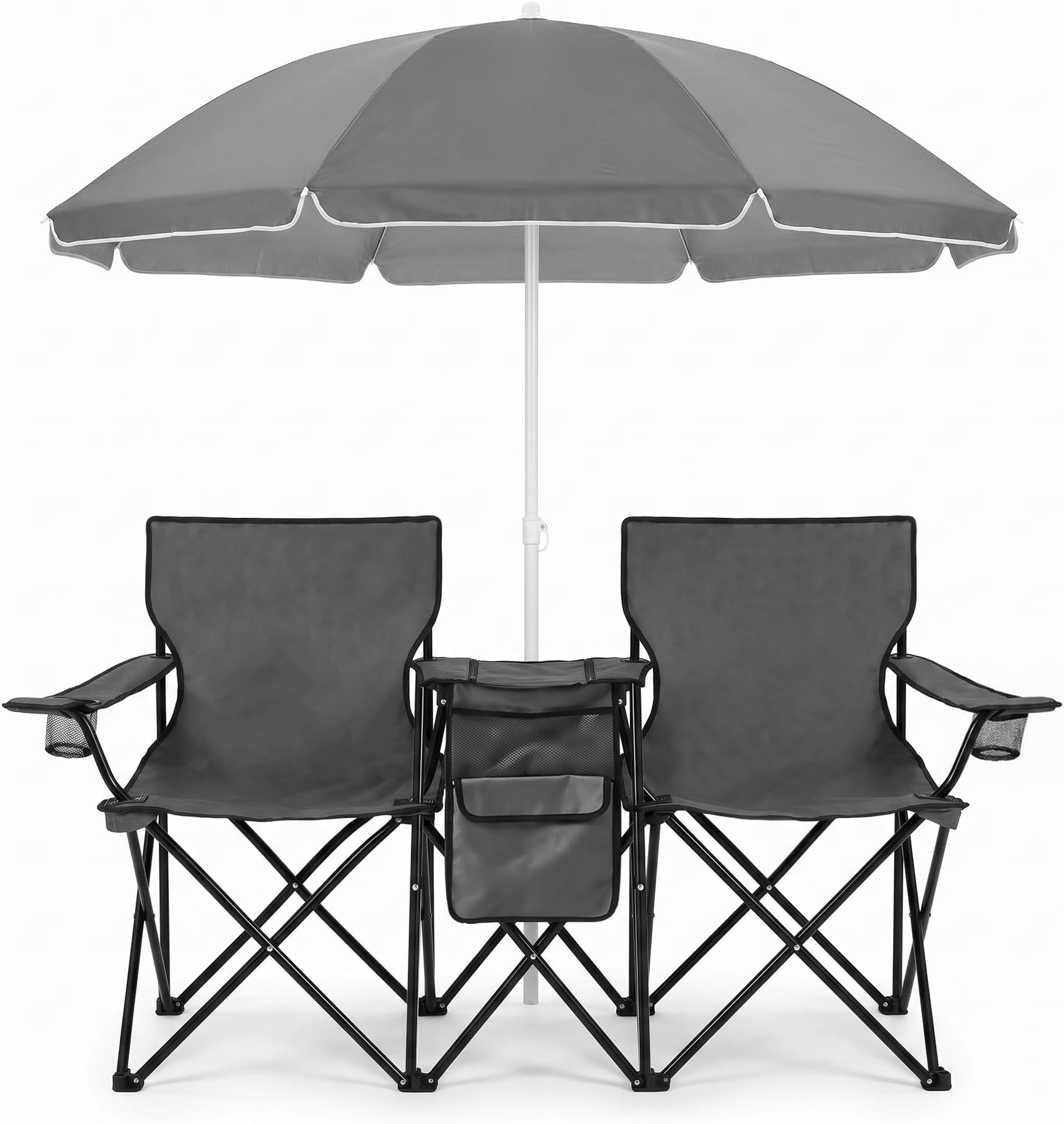 Folding Double Camping Chair with Umbrella Portable Picnic Chair