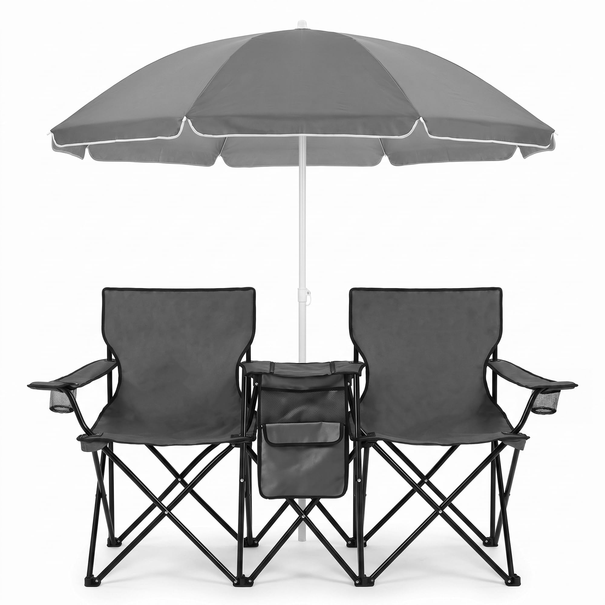 DOALBUN Folding Double Camping Chair with Umbrella