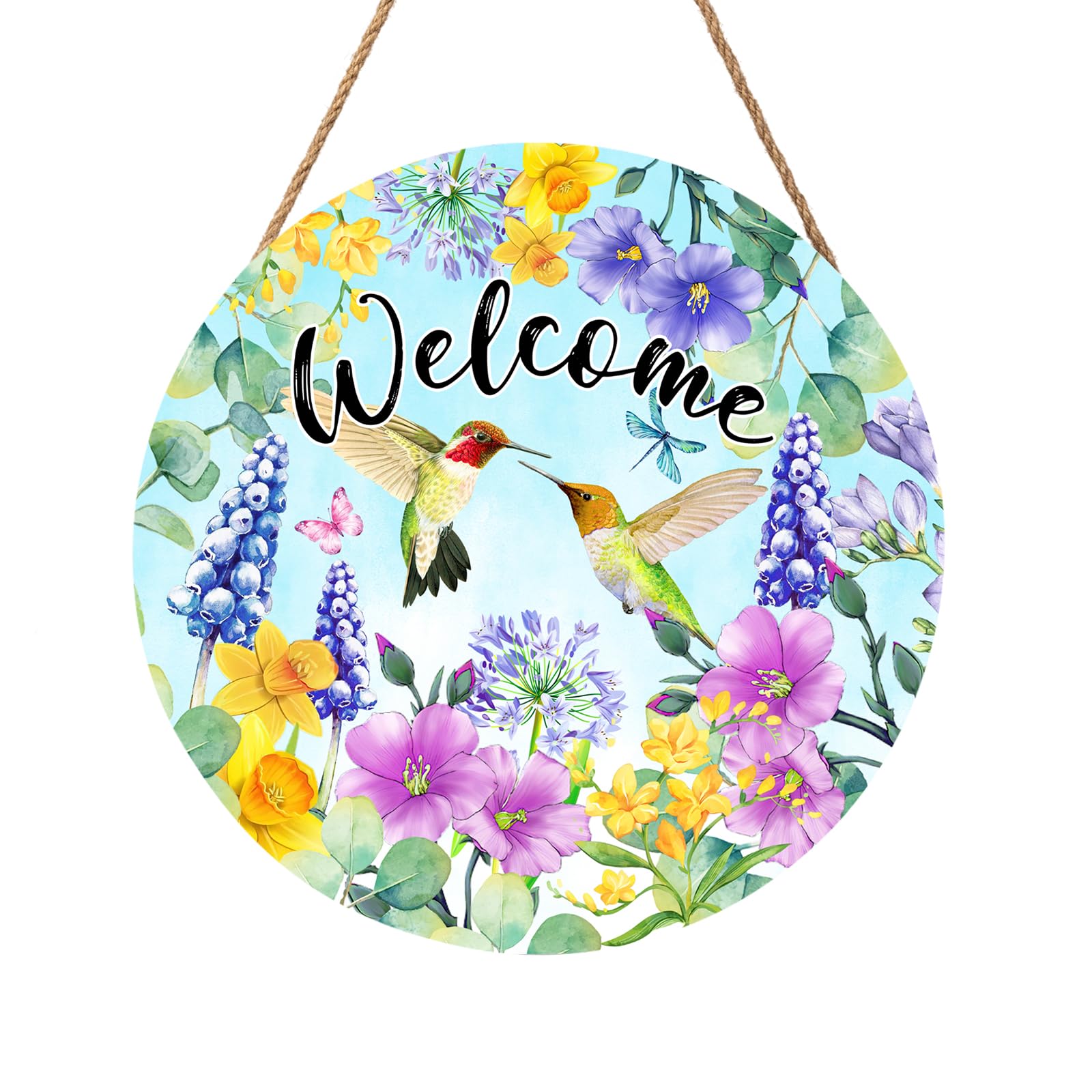Amazon.com: Welcome Spring Hummingbird Front Door Sign Decor 12