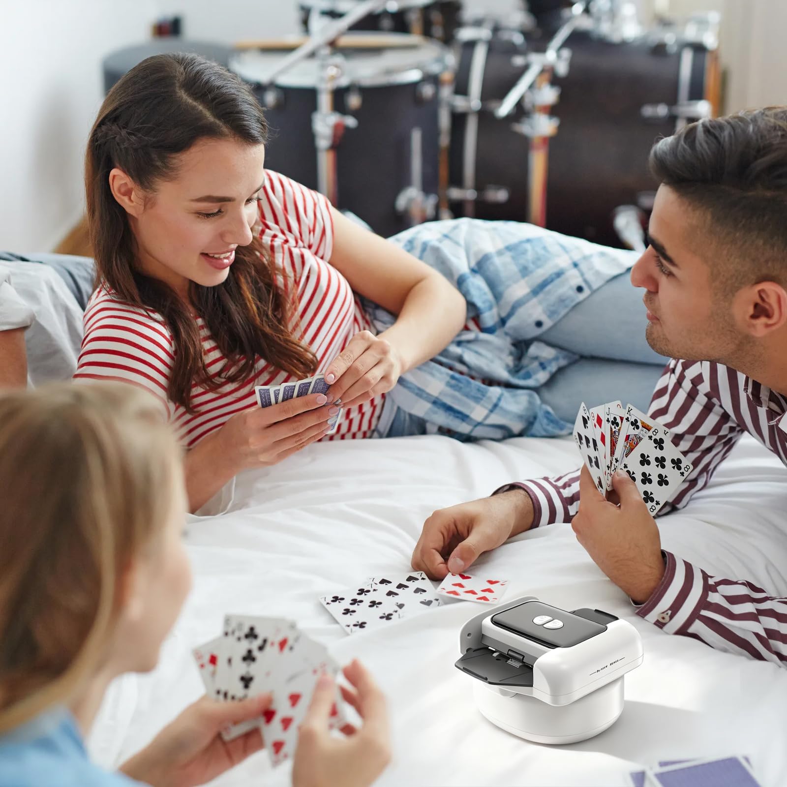 HOSPAOP Kartenmischmaschine Elektrisch – Automatischer Kartenmischer für 1–2 Decks, Card Shuffler mit Akku 2600 mAh, Mischmaschine Karten für Poker, UNO, Rommé, Phase 10 & Kartenspiele Zuhause