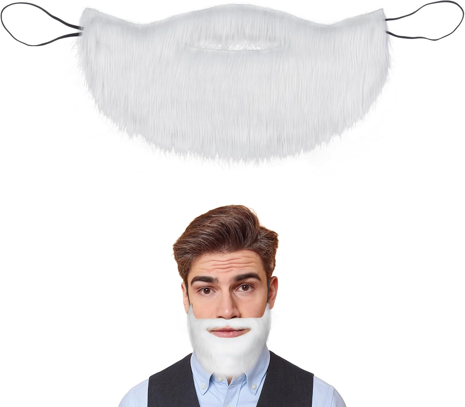 Yan Dream Men Fake Beard Adult False Mustache with Elastic Band Costume Facial Hair for Cosplay Party
