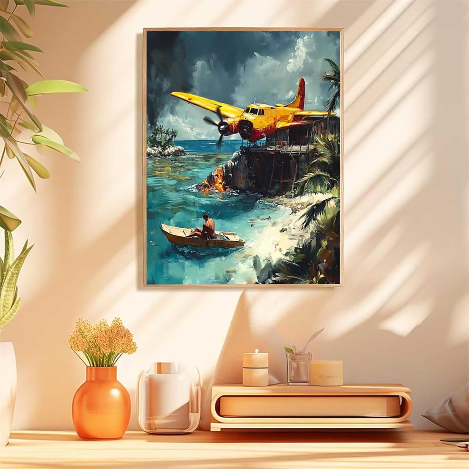 Samolot malowanie diamentowe, 5D pełny zestaw do malowania oceanem, koraliki do przyklejania zestawy do malowania dla dorosłych, DIY diamenty, dekoracja domu prezent 100 x 135 cm Z-2049