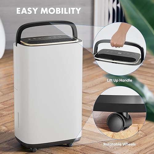 Miniatura 5 de Sweetcrispy Deshumidificador Energy Star de 4,500 pies cuadrados para sótano con manguera de drenaje, deshumidificadores portátiles de 50 pintas