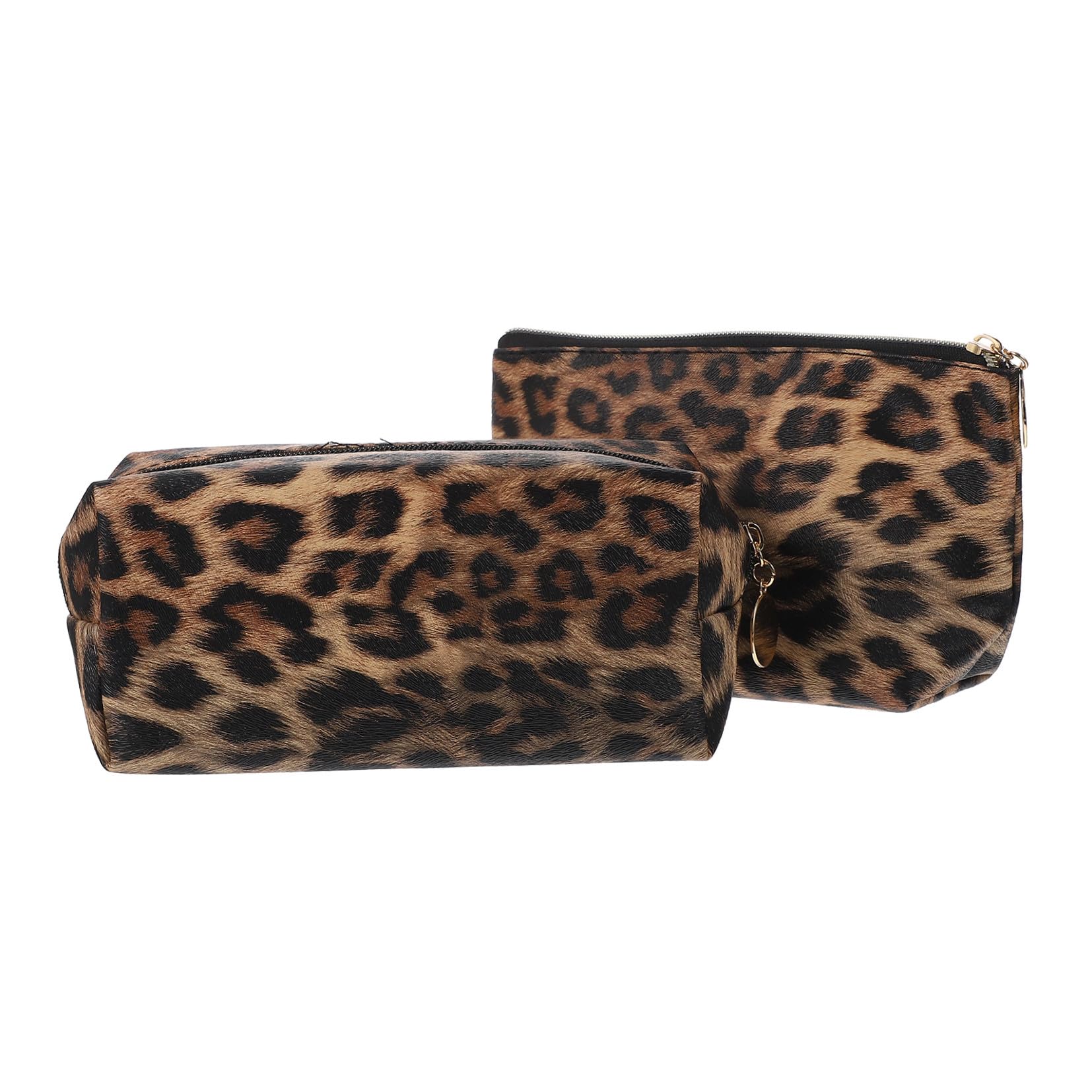 POPETPOP Borsa Trucco Leopardata 8.27 Pollici Set 2 Custodie Cosmetici in Pu Con Cerniera Portatrucchi Da Viaggio E Uso Quotidiano Per Ragazze E Donne