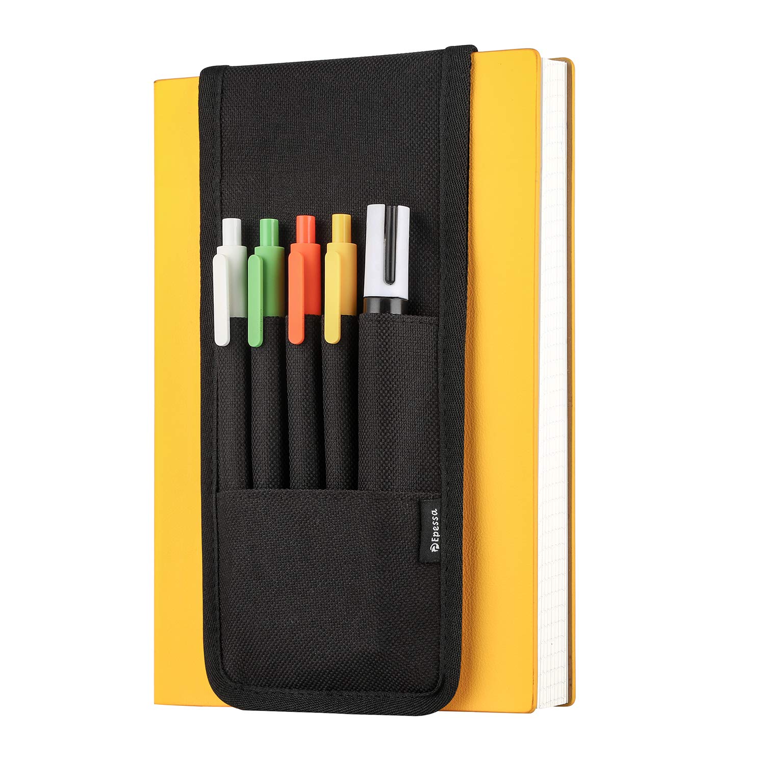 Portapenne Per Quaderno In Pelle PU - 2 Pezzi Con Fascia Elastica, Blu E Giallo - Foto 5