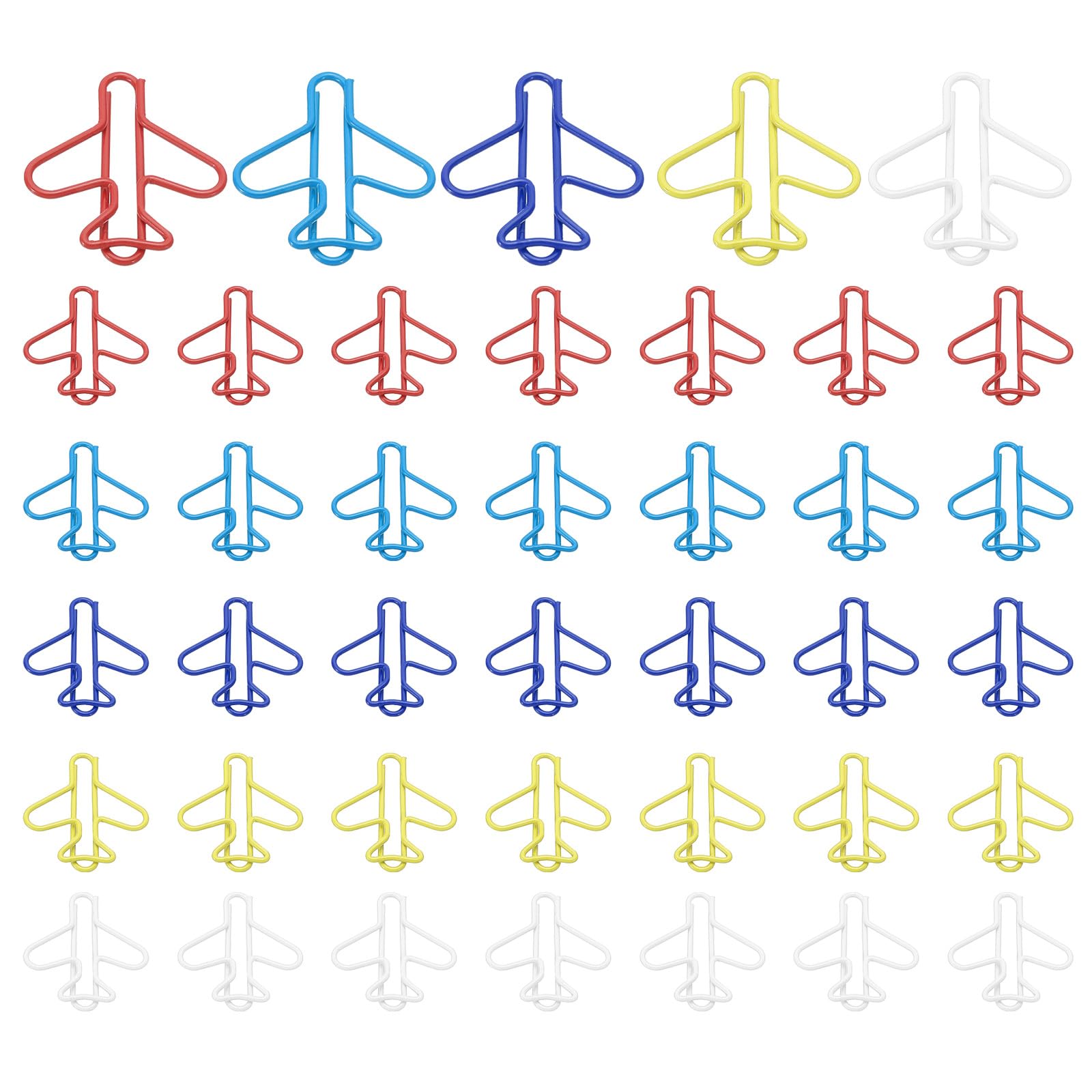 PATIKIL Cute Paper Clip, 100Pcs Plane Shape Paper Clip Metal Funny Bookmarks Planner Clips Clamp for Home Office Supplies Desk File Organization Wedding Decoration, Multicolored
