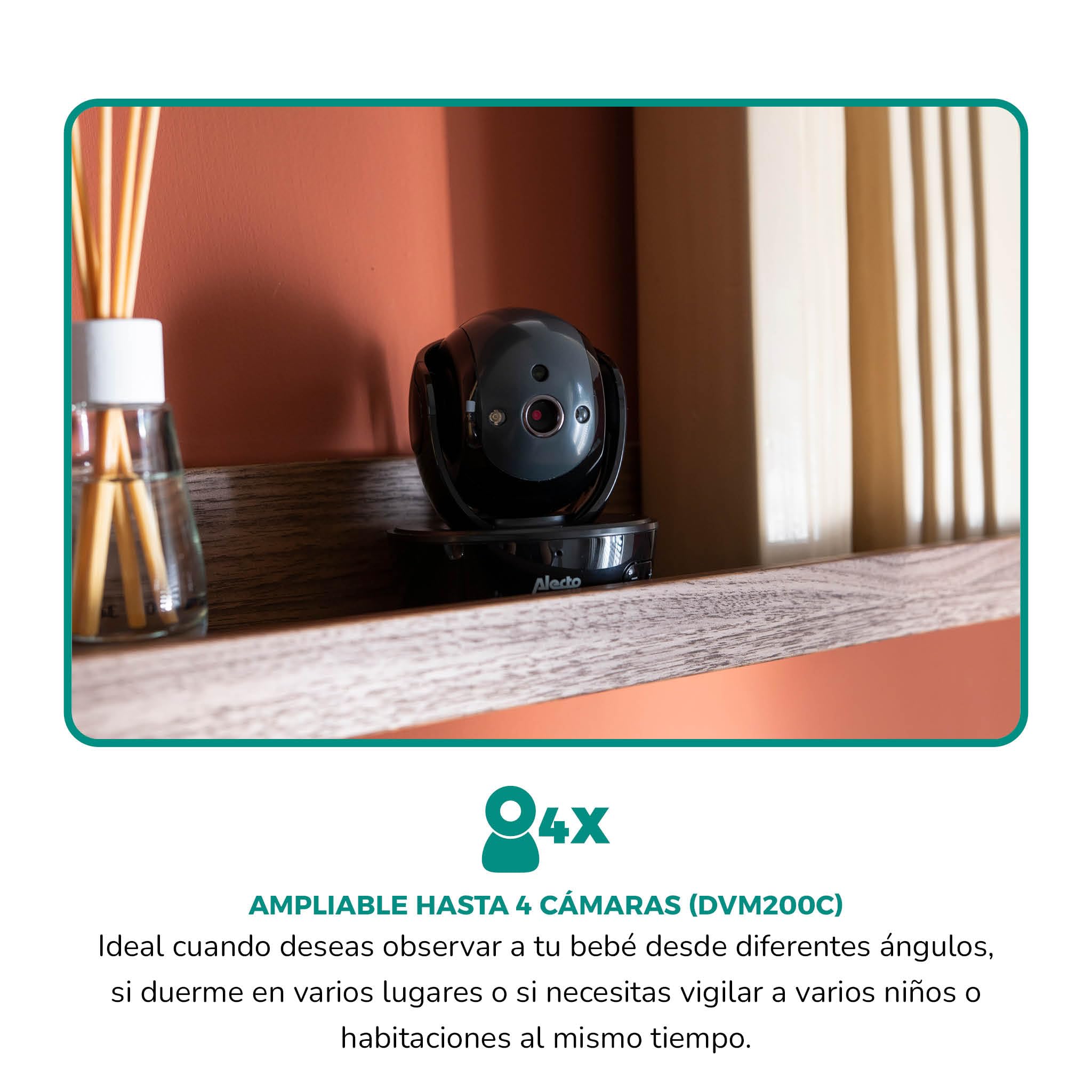 Alecto DVM200MBK Vigilabebés inalámbrico con cámara controlable - Vigilabebés 100% libre de interferencias - Monitor de bebé para interiores con visión nocturna y alto alcance de hasta 300 metros - 11