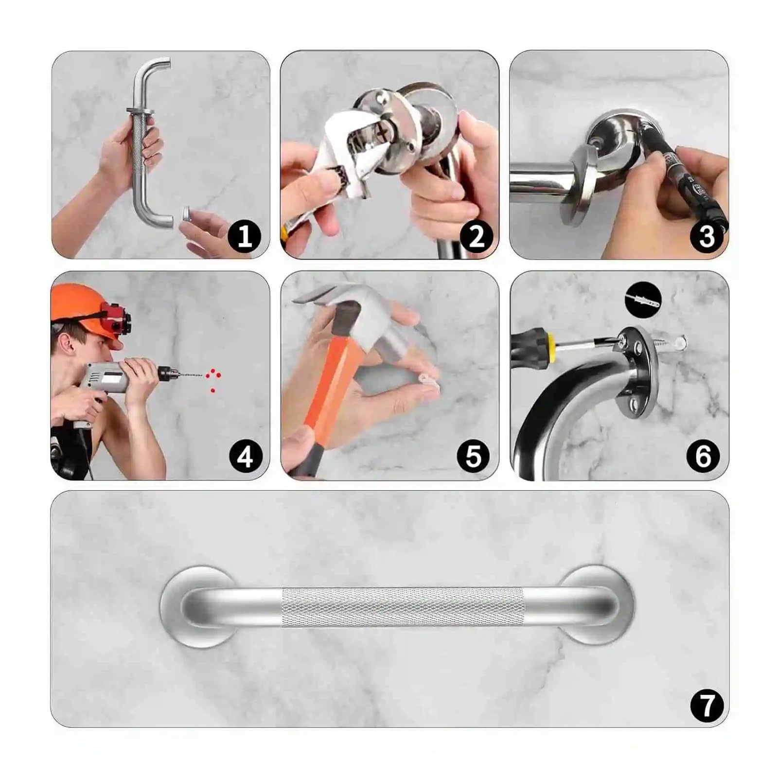 Barra de apoyo for ducha 12 pulgadas, 2 unidades, antideslizante, acero inoxidable, for baño Para ducharse
