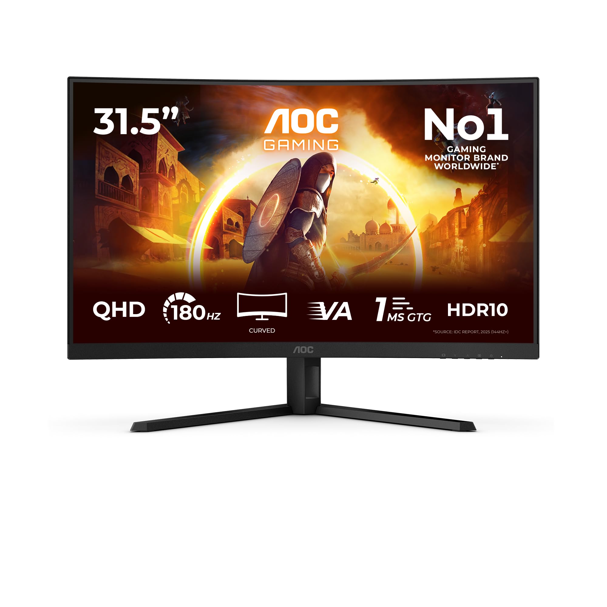 AOC Gaming Moniteur Incurvé, CQ32G4VE 32 Pouce 180Hz Fast VA Dalle, 1ms GtG, HDR10, FreeSync, (2560x1440 HDMI 2X 2.0 DP 1x 1.4) Noir