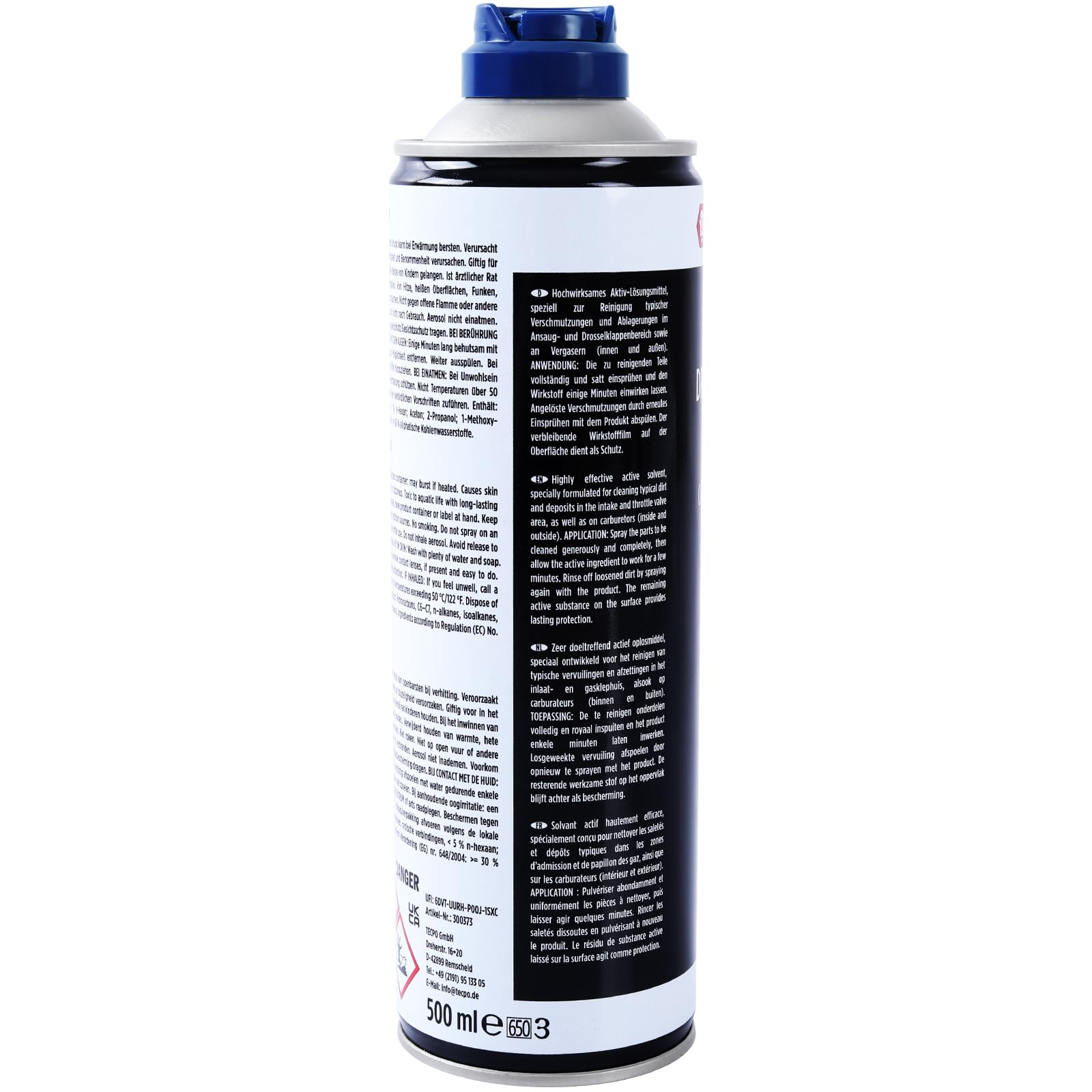 TECPO Limpiador de carburadores y válvulas de mariposa, 30 x 500 ml, disolvente AGR, limpiador de válvulas de carburador, inyectores, limpiador de boquillas, limpiador de aspiración