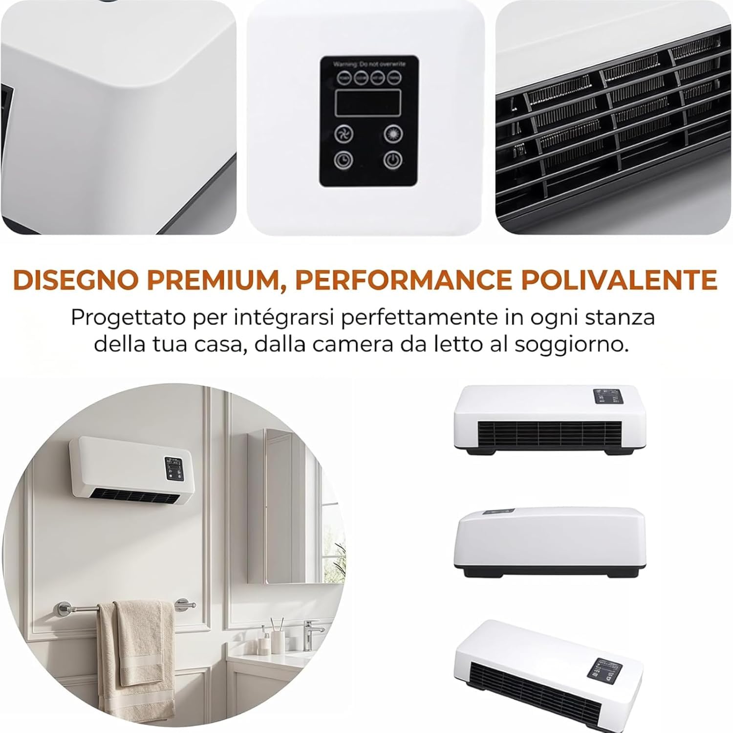 KESOTO Condizionatore Portatile, Sistema di Climatizzazione Reversibile, con Timer Intelligente da 8 Ore, con Funzione di Vento Naturale, Condizionatori da Parete per Uso Domestico e Ufficio
