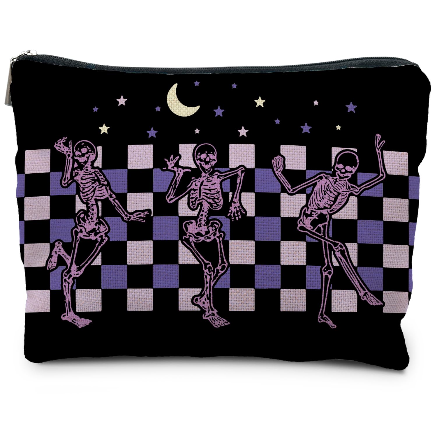 RYYCDOI Funny Gothic Skeleton Makeup Bag, Halloween Makeup Bag, Halloween Gifts for Women, Witchy Makeup Bag for Women, Dark Academia Makeup Pouch, Cool Makeup Bag, Horror Makeup Bag(mix purple)