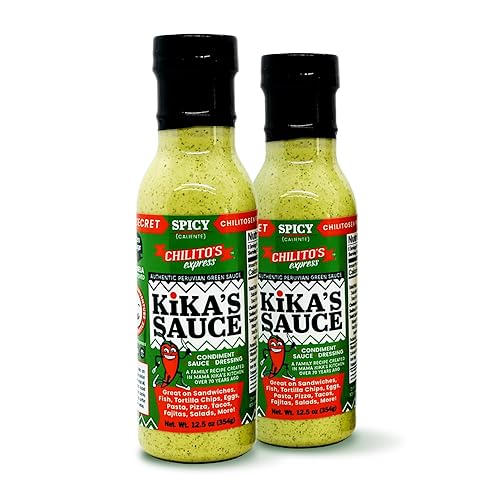 Salsa verde auténtica de fama mundial peruana "Chilito's Kika's Sauce" 80 años de edad receta secreta familiar peruana 2-12oz paquete "PICY"