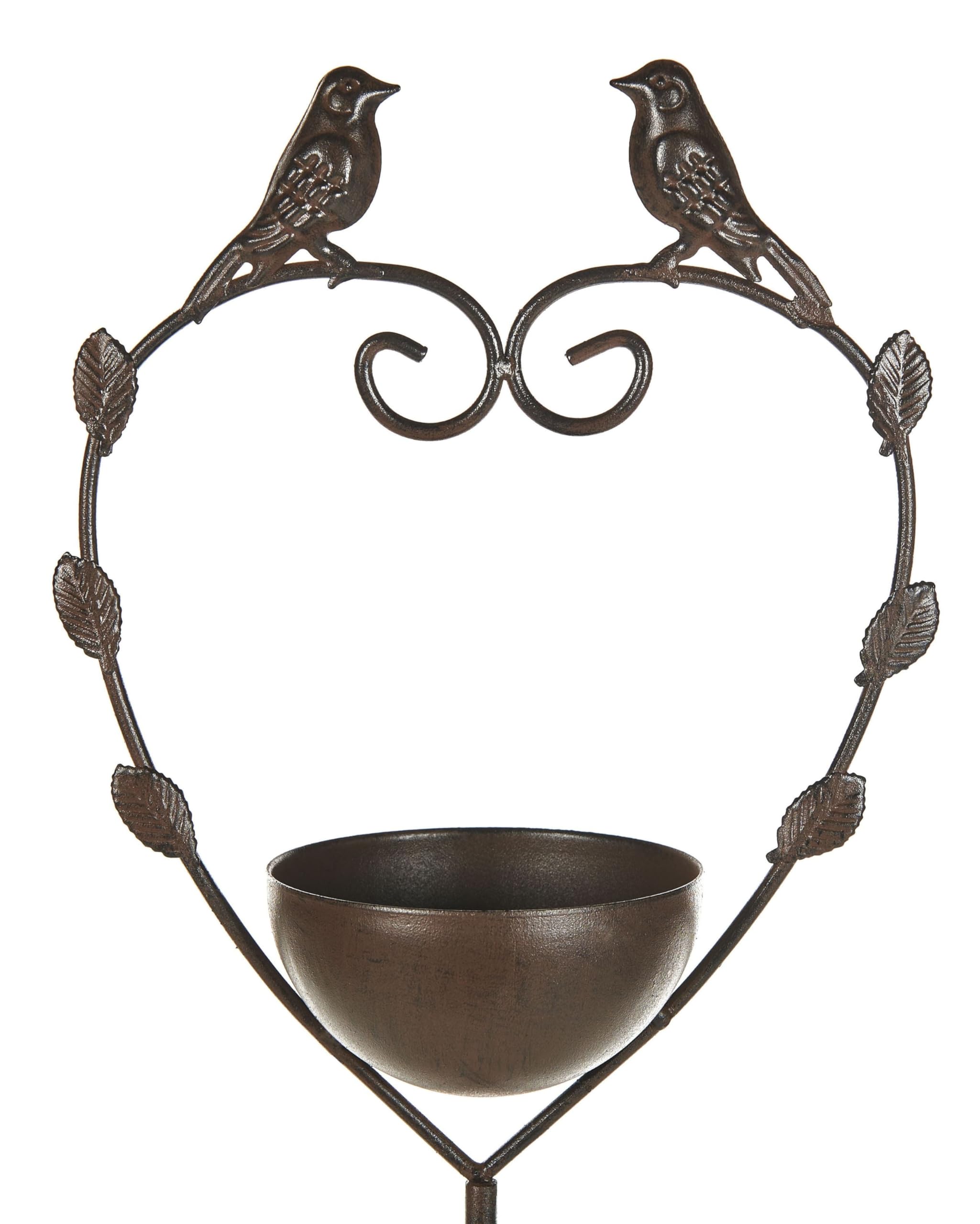 Bebedero para pájaros de jardín para exterior pileta de hierro antiguo decorativo marrón Sparrow