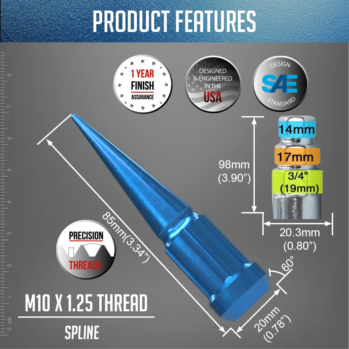Amazon.com: Wheel Accessories Parts 16 Pcs M10x1.25 Thread Spike