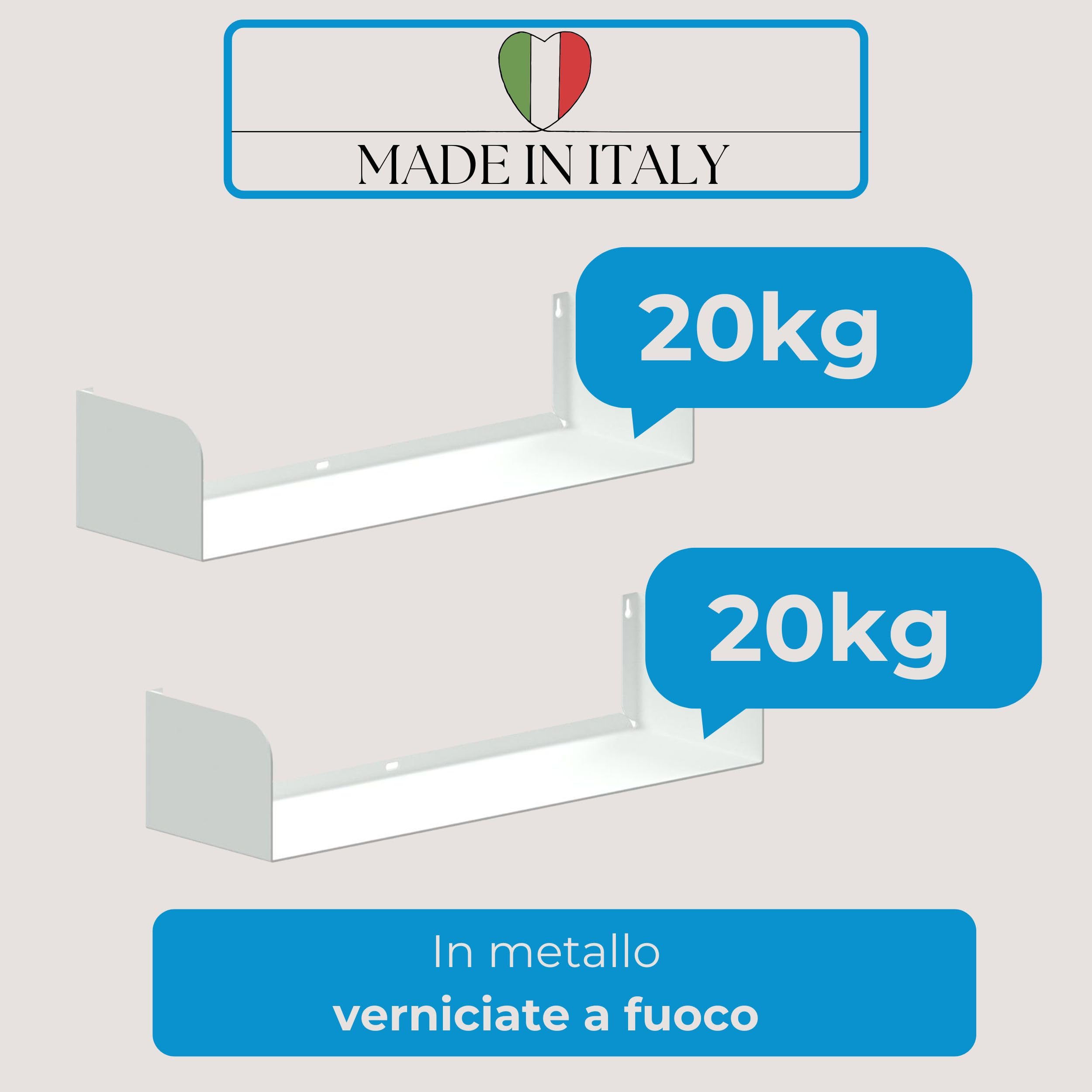 Flo.mar - Mensole da Parete 2 pezzi 60 cm - Mensole per Libri a Effetto Scomparsa - Mensola da Muro Porta Oggetti e Libri Resistenza +15kg